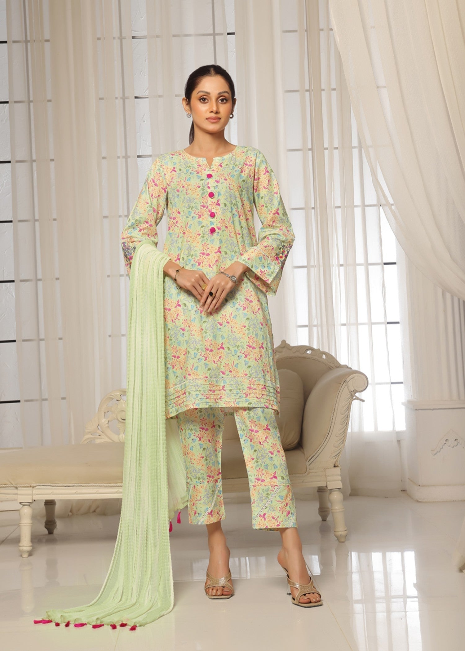 Kumash Textiles Pistachio Lawn Women Women 3pcs