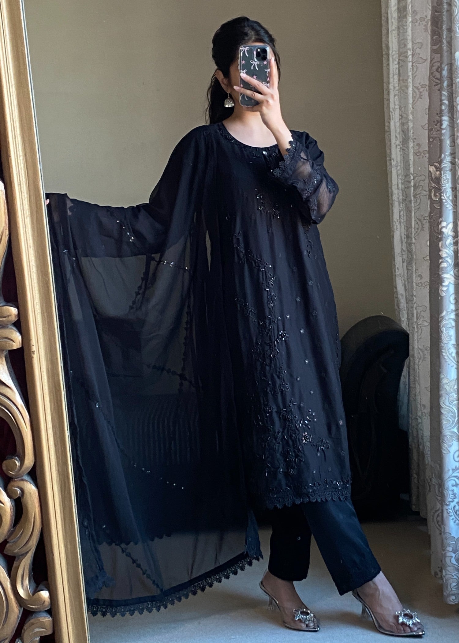 Four Season Boutique NIMRA CHIFFON BLACK Women 3pcs