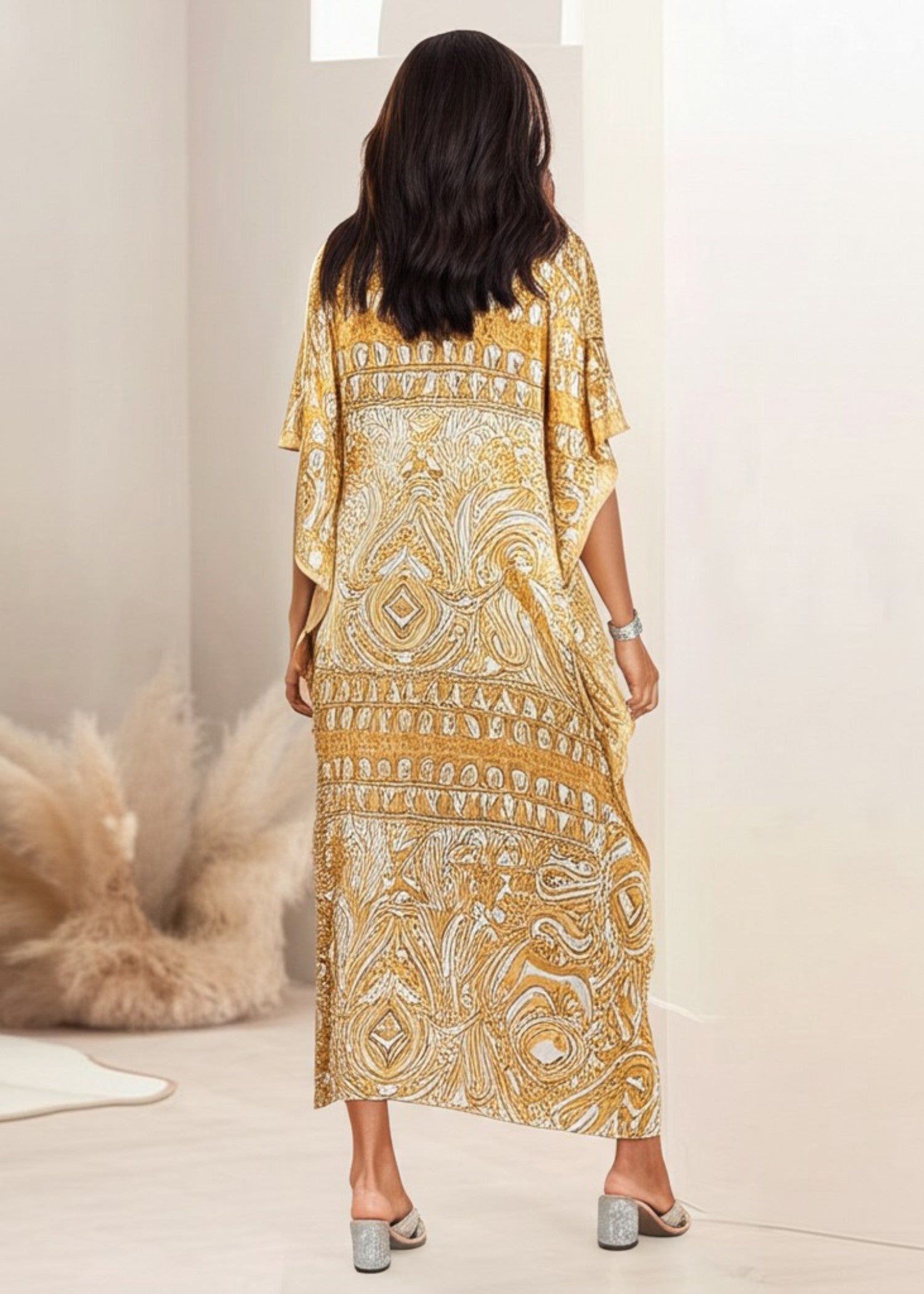 Soukpk Golden Yellow Kaftan Women 1pcs