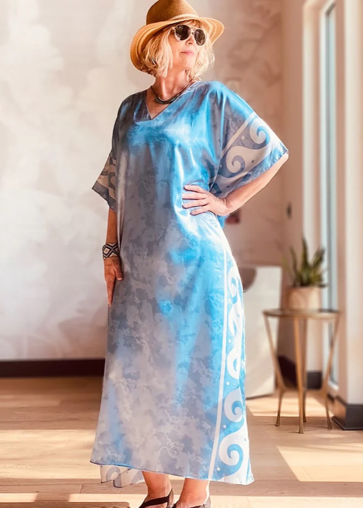 Soukpk Sky Blue Kaftan Women 1pcs