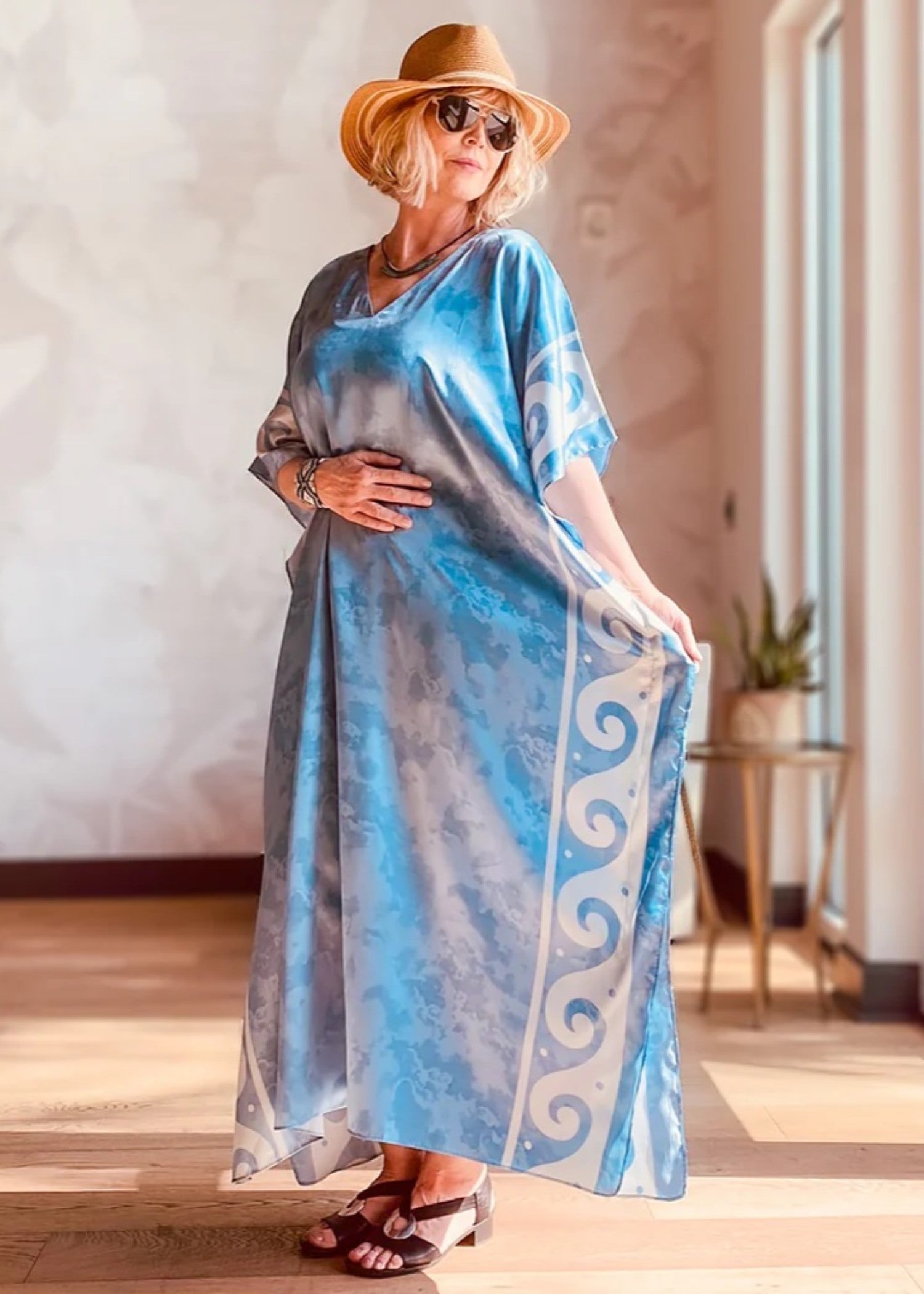 Soukpk Sky Blue Kaftan Women 1pcs