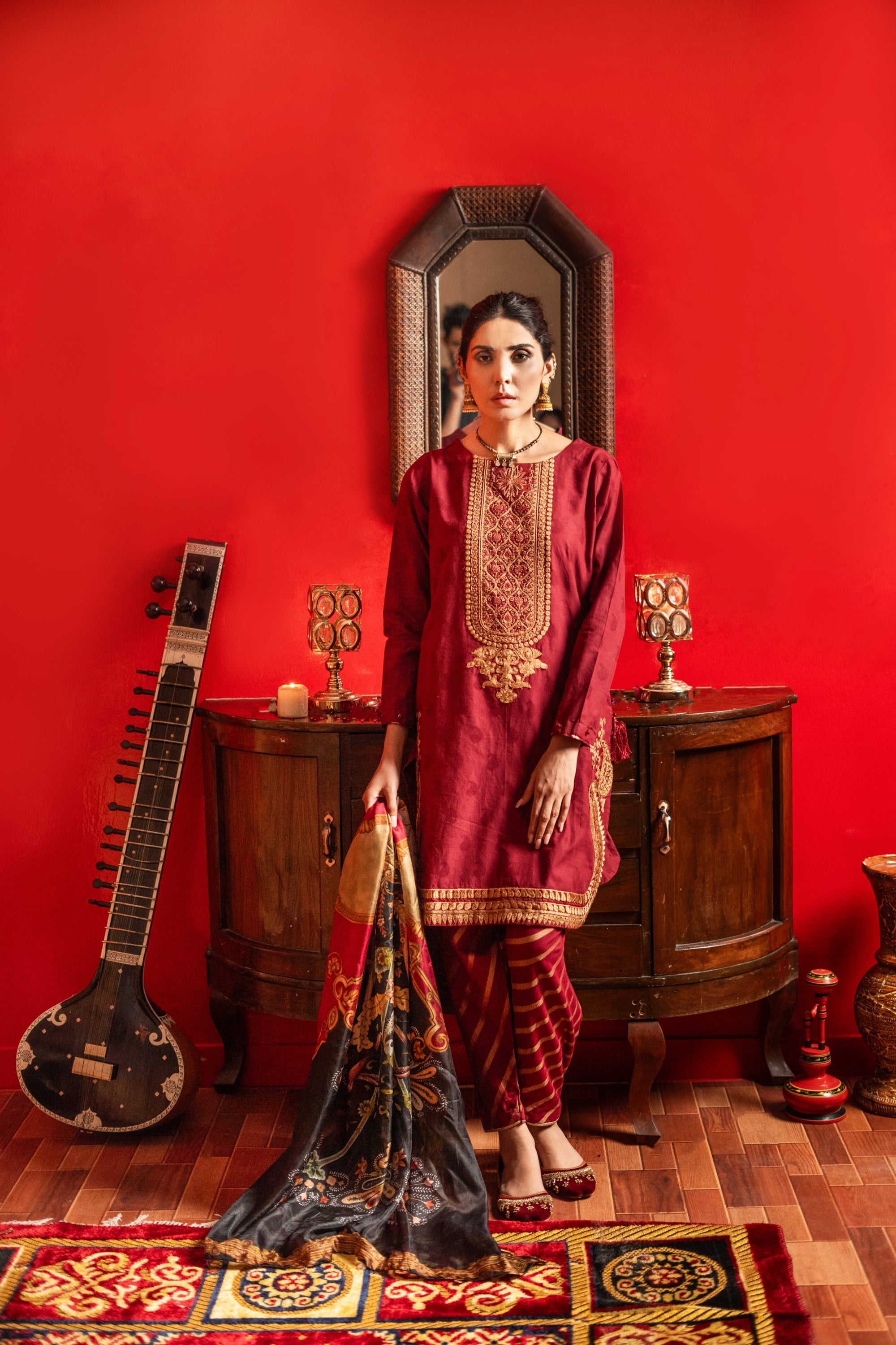 Aayra Emb Maroon Women 3pcs