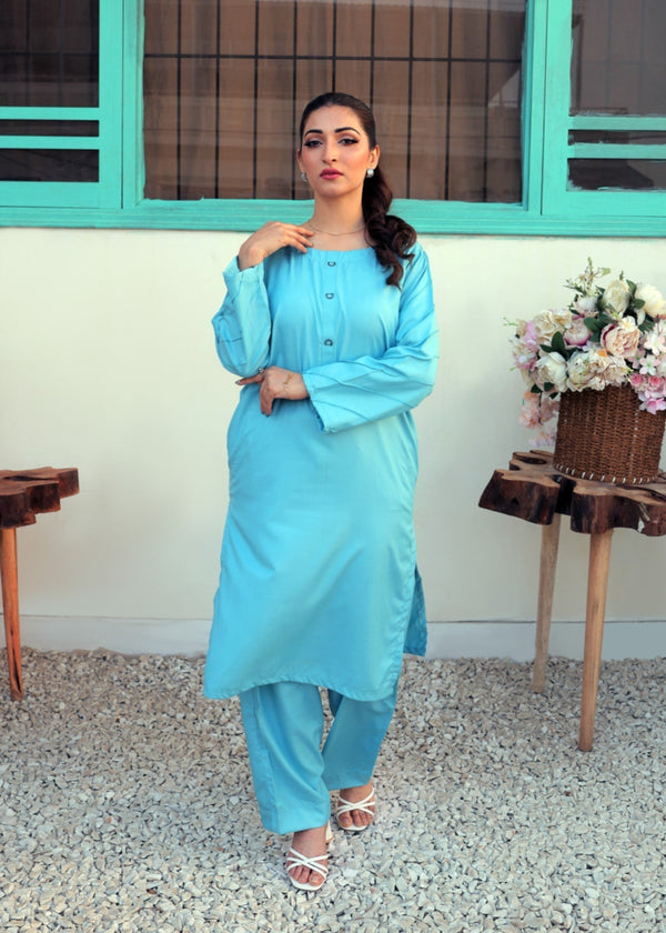 Tng (The Next Generation) Ansha Co Ord Set | Aqua Blue Women 2pcs