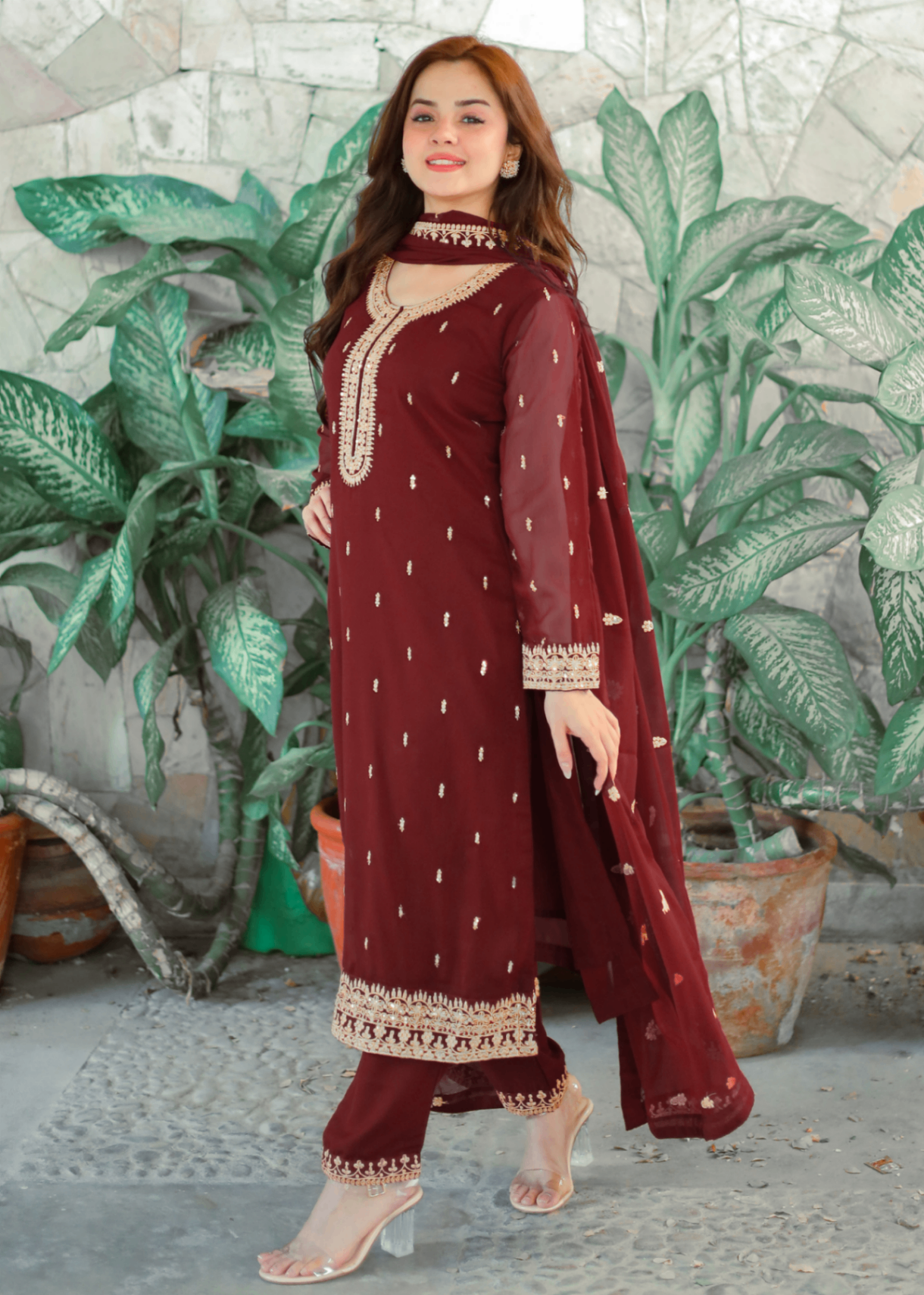 Abaan Zohan Ada Maroon Women 3pcs
