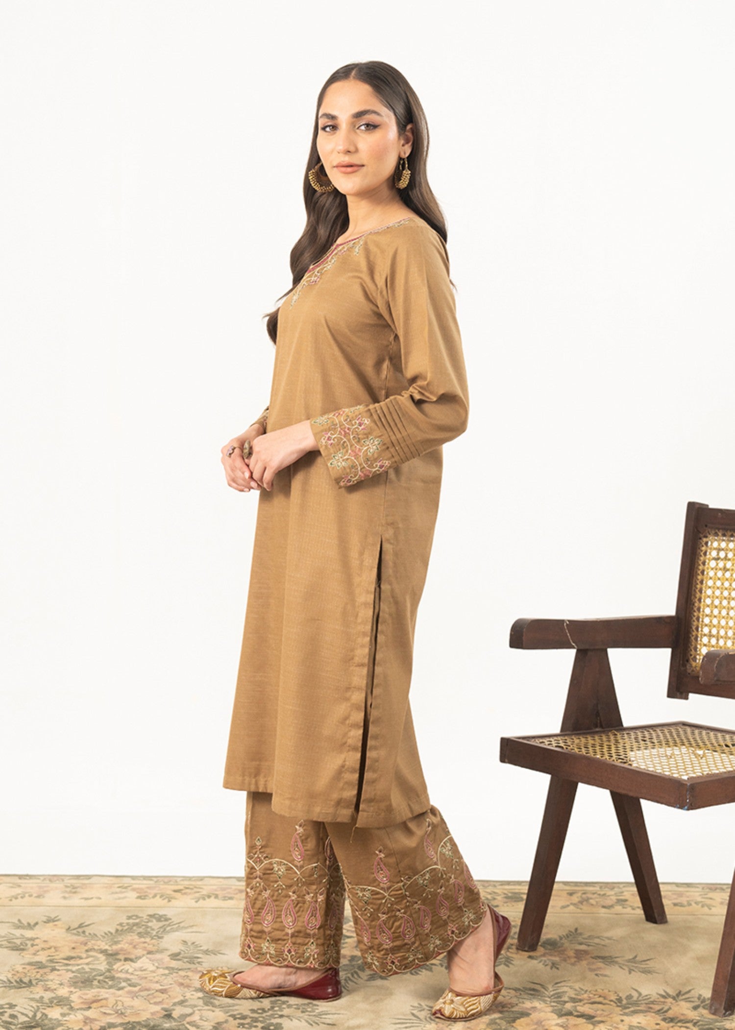 Kross Kulture Embroidered Self Textured Suit Women 2pcs