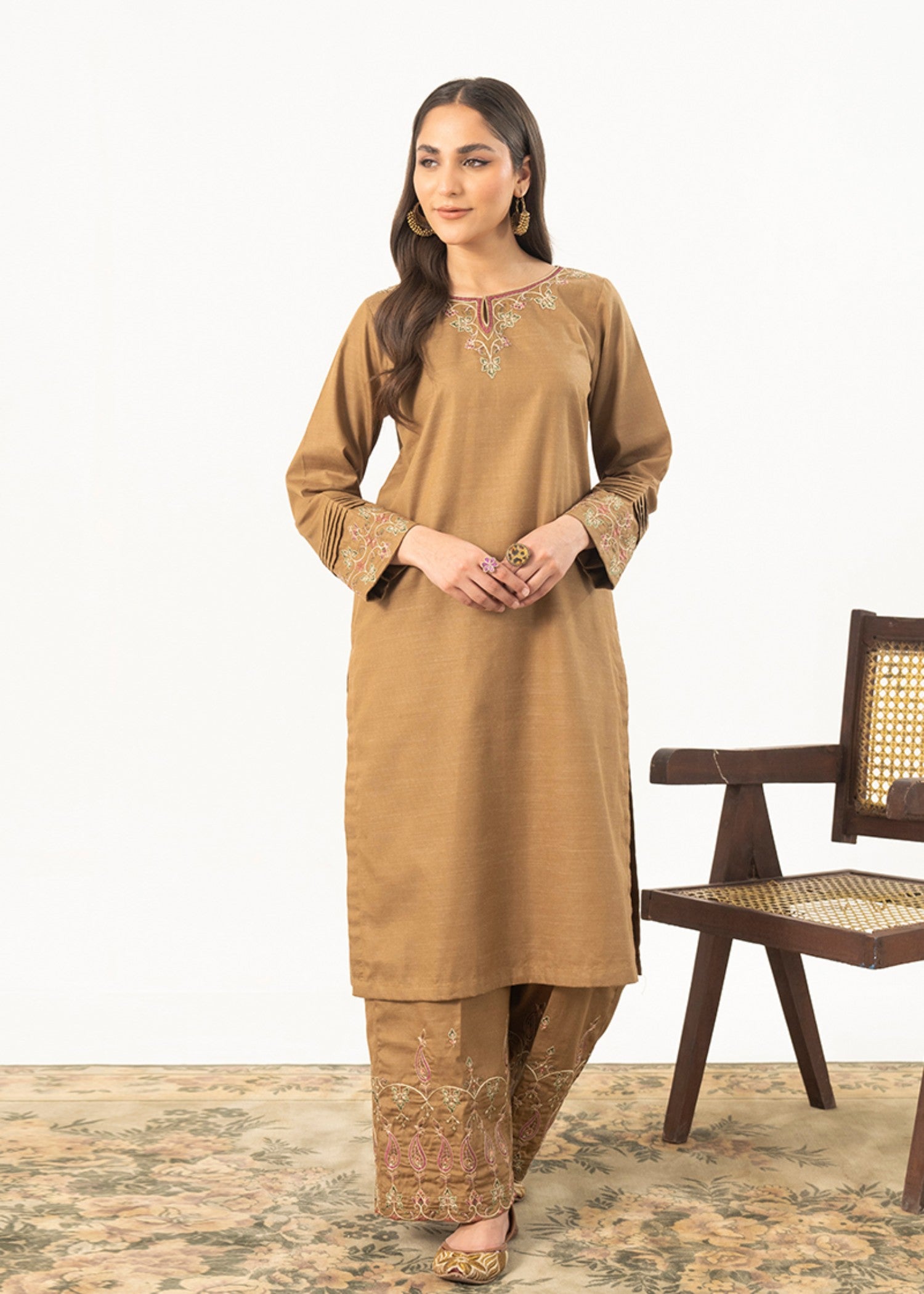 Kross Kulture Embroidered Self Textured Suit Women 2pcs