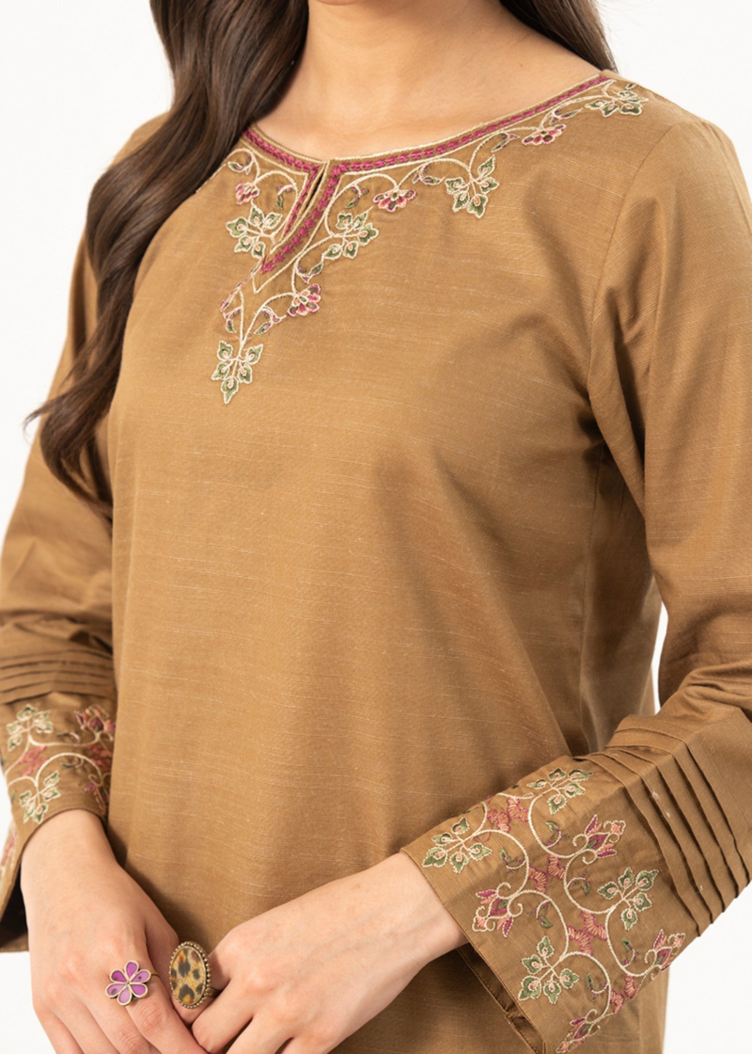 Kross Kulture Embroidered Self Textured Suit Women 2pcs