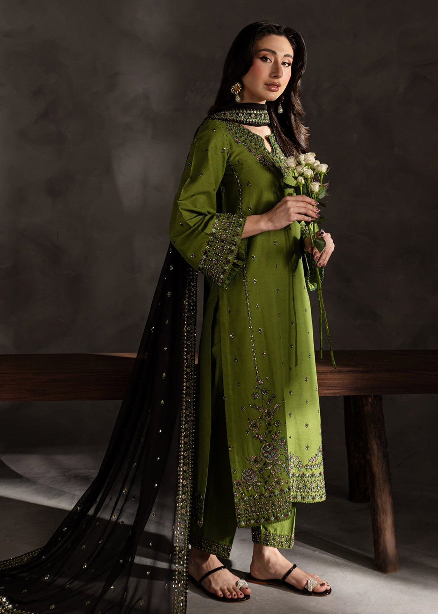 Chaudhary Arts Ezzah Lawn Embroidered dress Women 3pcs