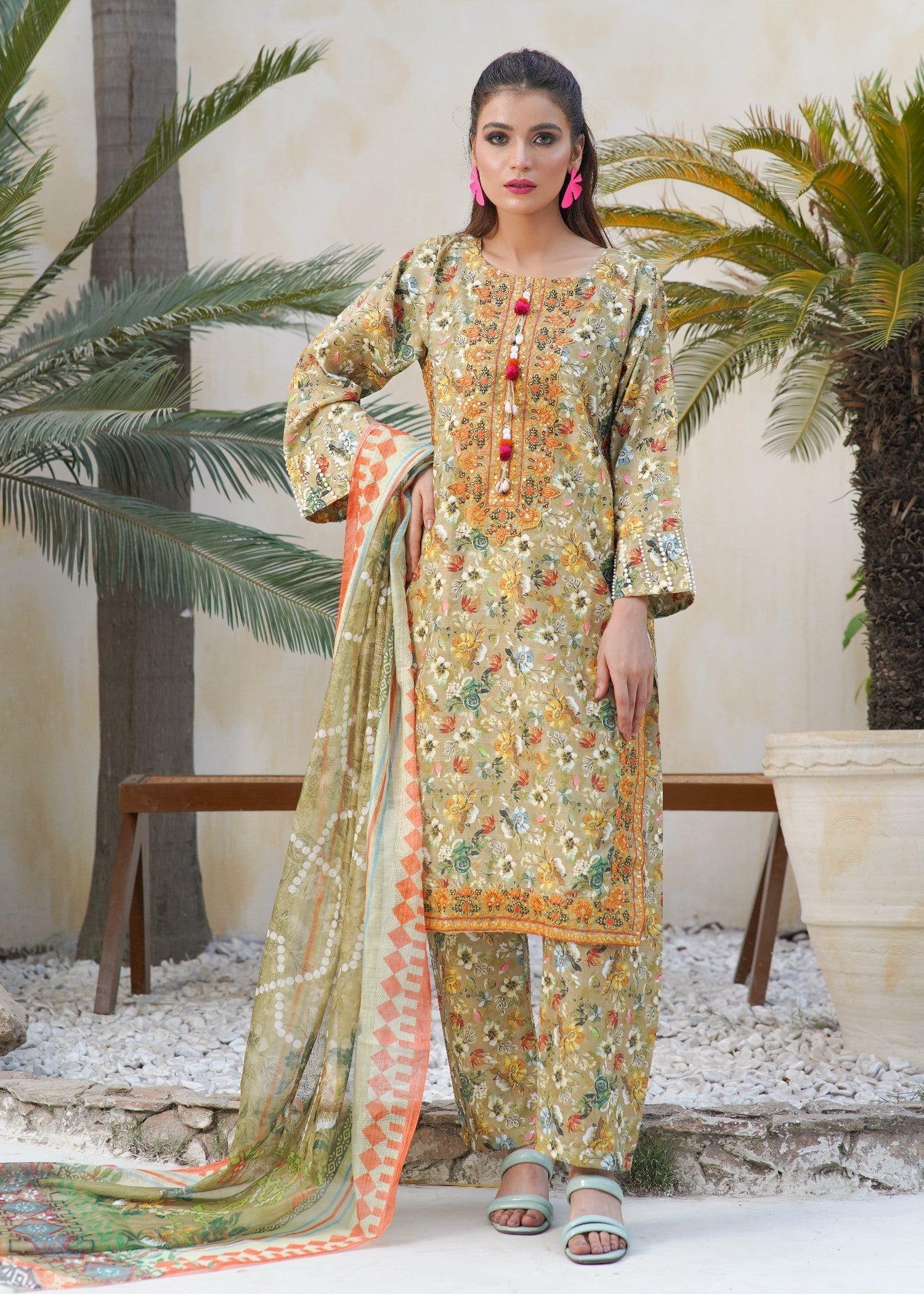 Rangoon Clothing Qissa Dhani Green Women 3pcs