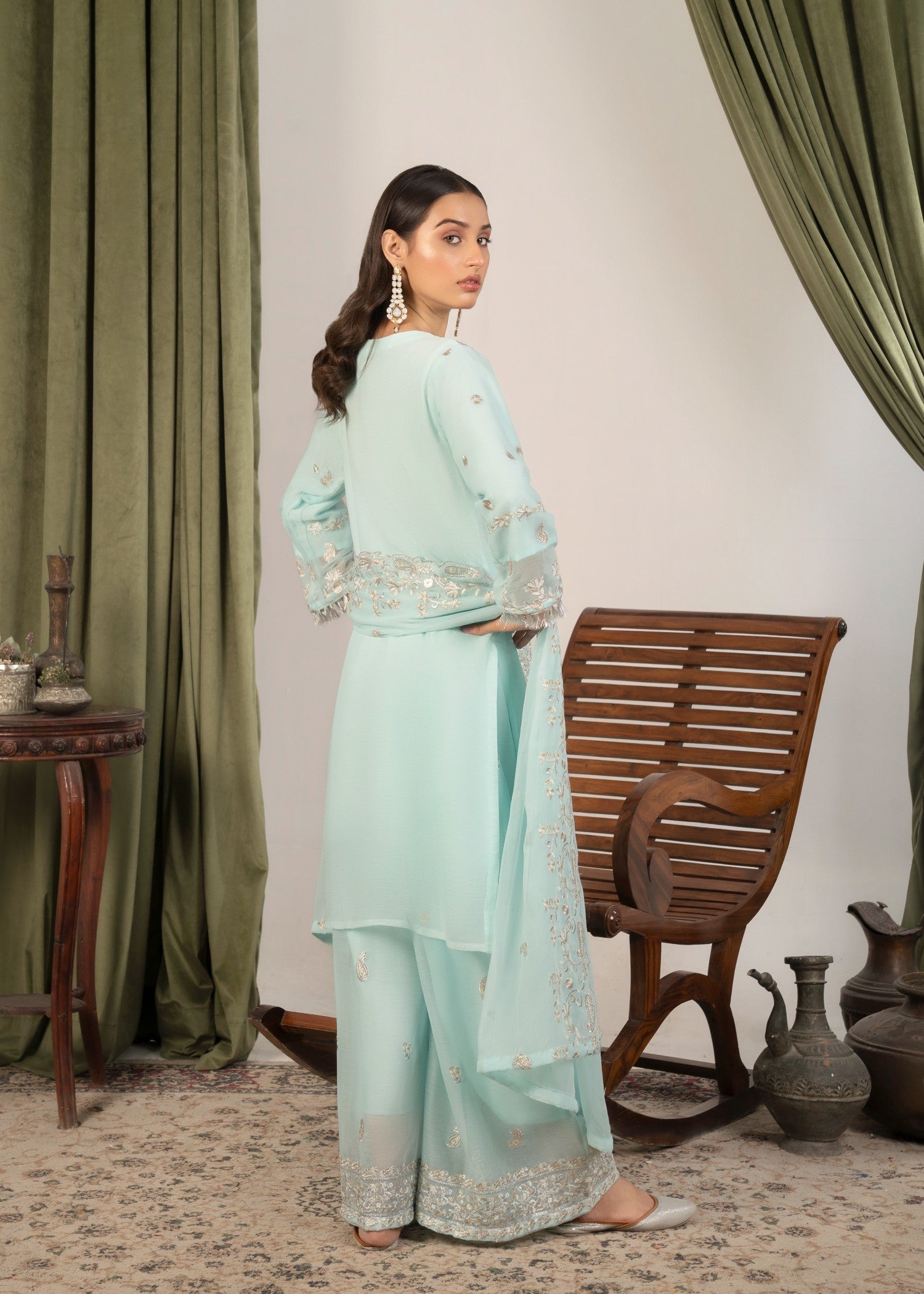Four Season Boutique DILRUBA CHIFFON ICEBLUE Women 3pcs