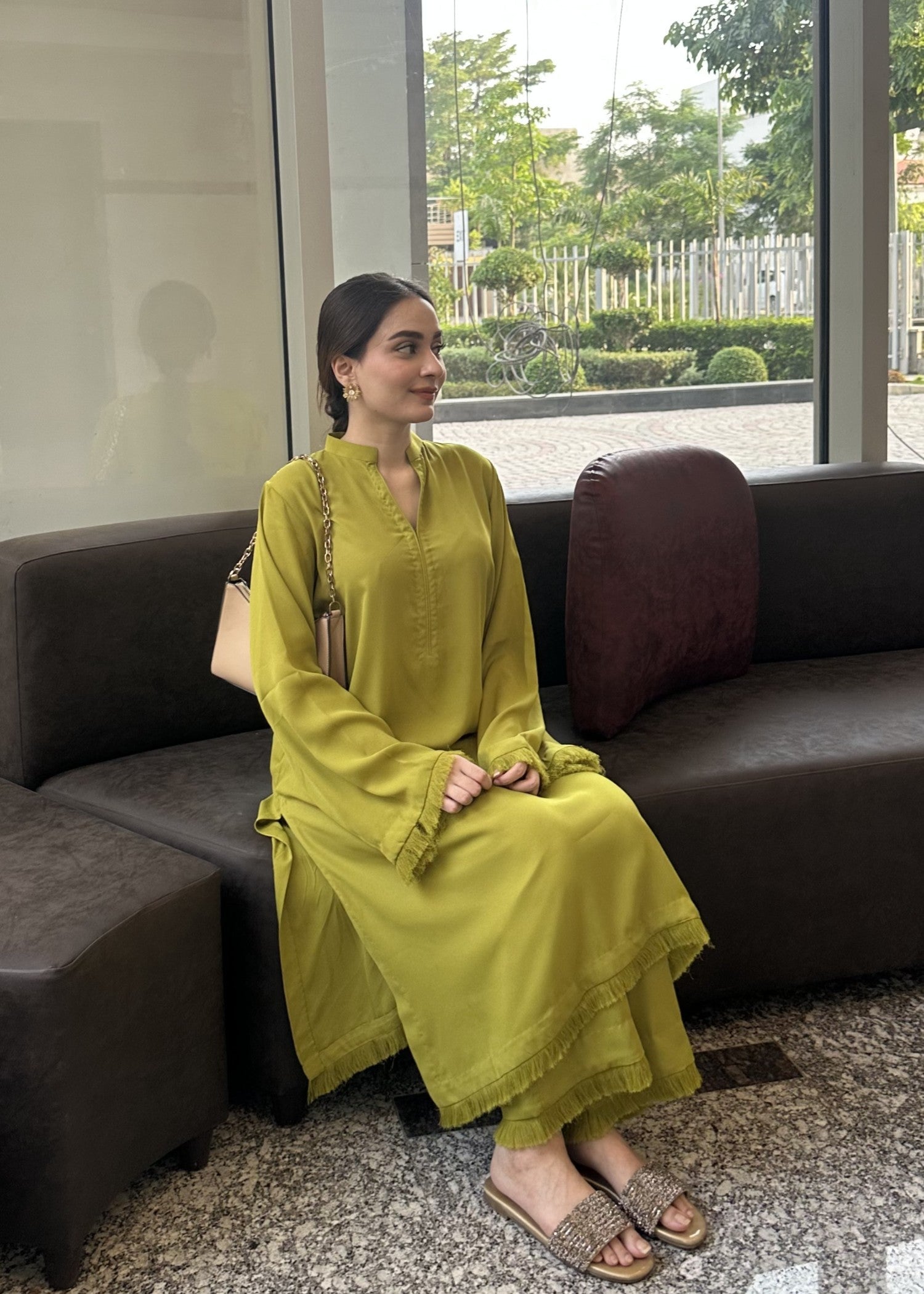 Zenyre Lime Glow Solid Set Women 2pcs