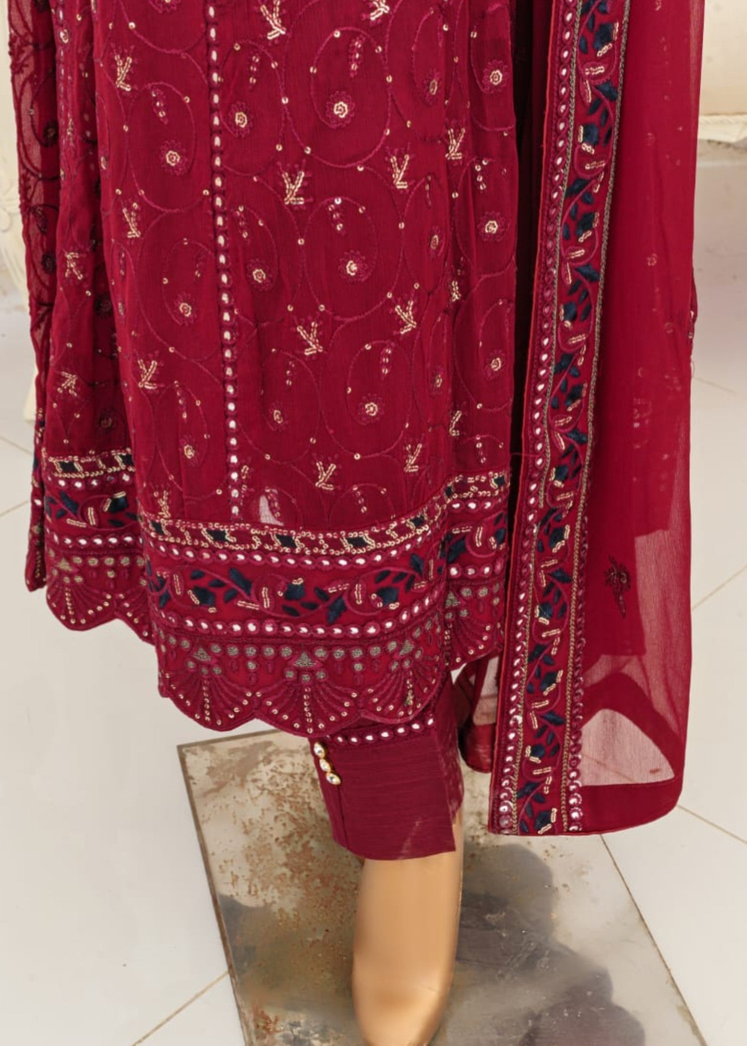 Ahmed Creations Mahajabeen Maroon Women 3pcs