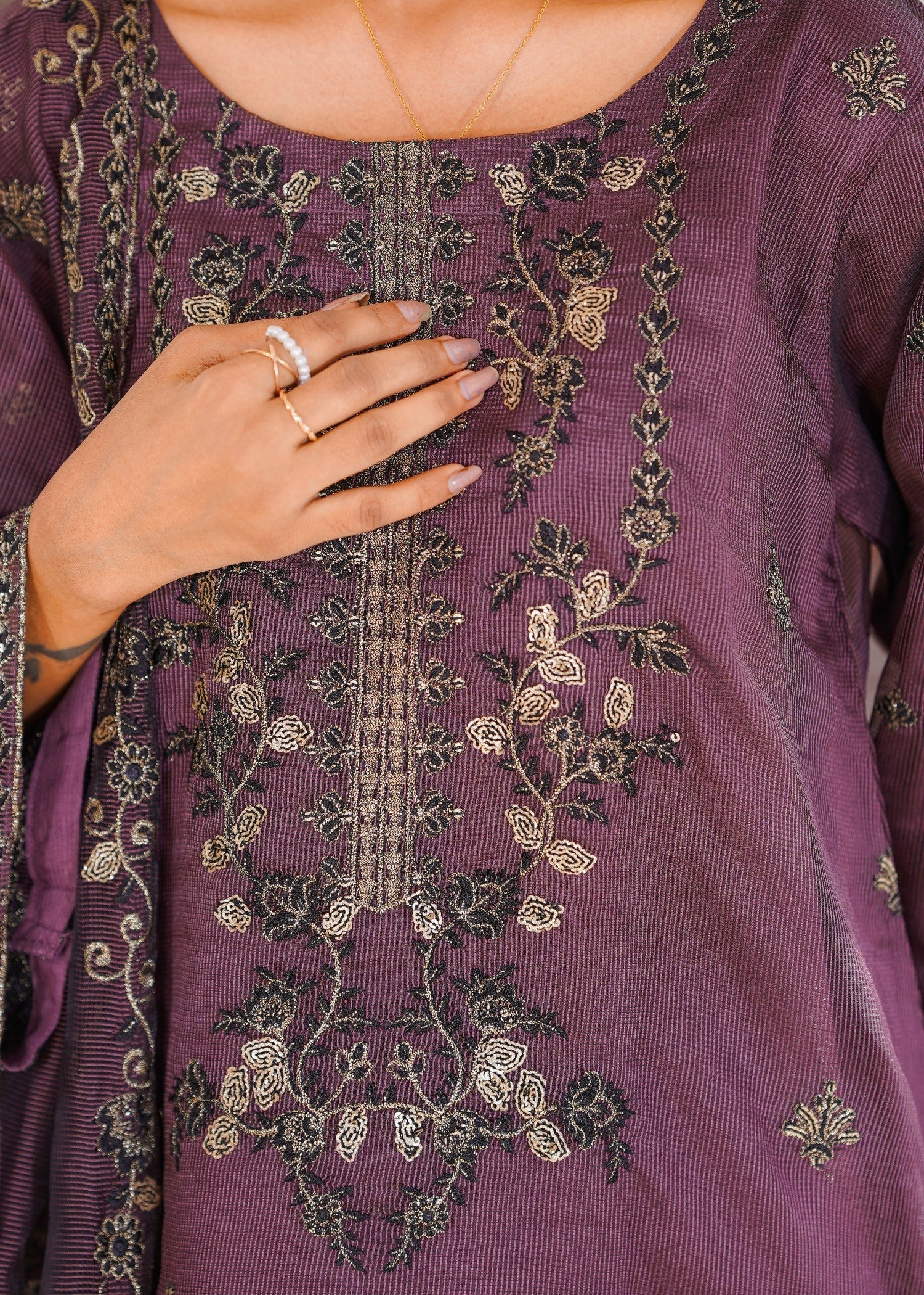 Abeera Timeless Radiance – Embroidered & Zariwork Khaddi Net Suit (Art No. H 001) Women 3pcs