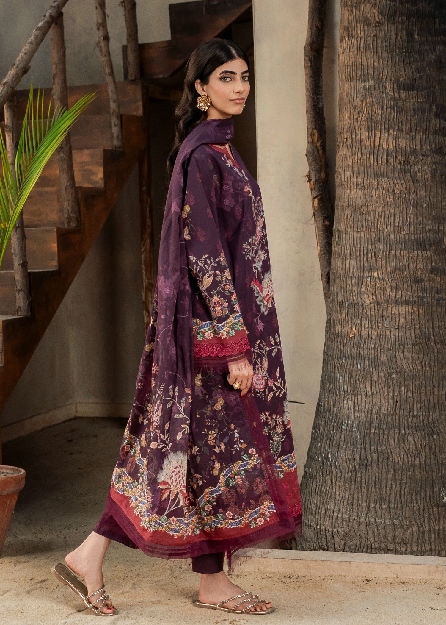 FIRDOUS Stitched Printed Lawn D145 Mulberry Women 3pcs