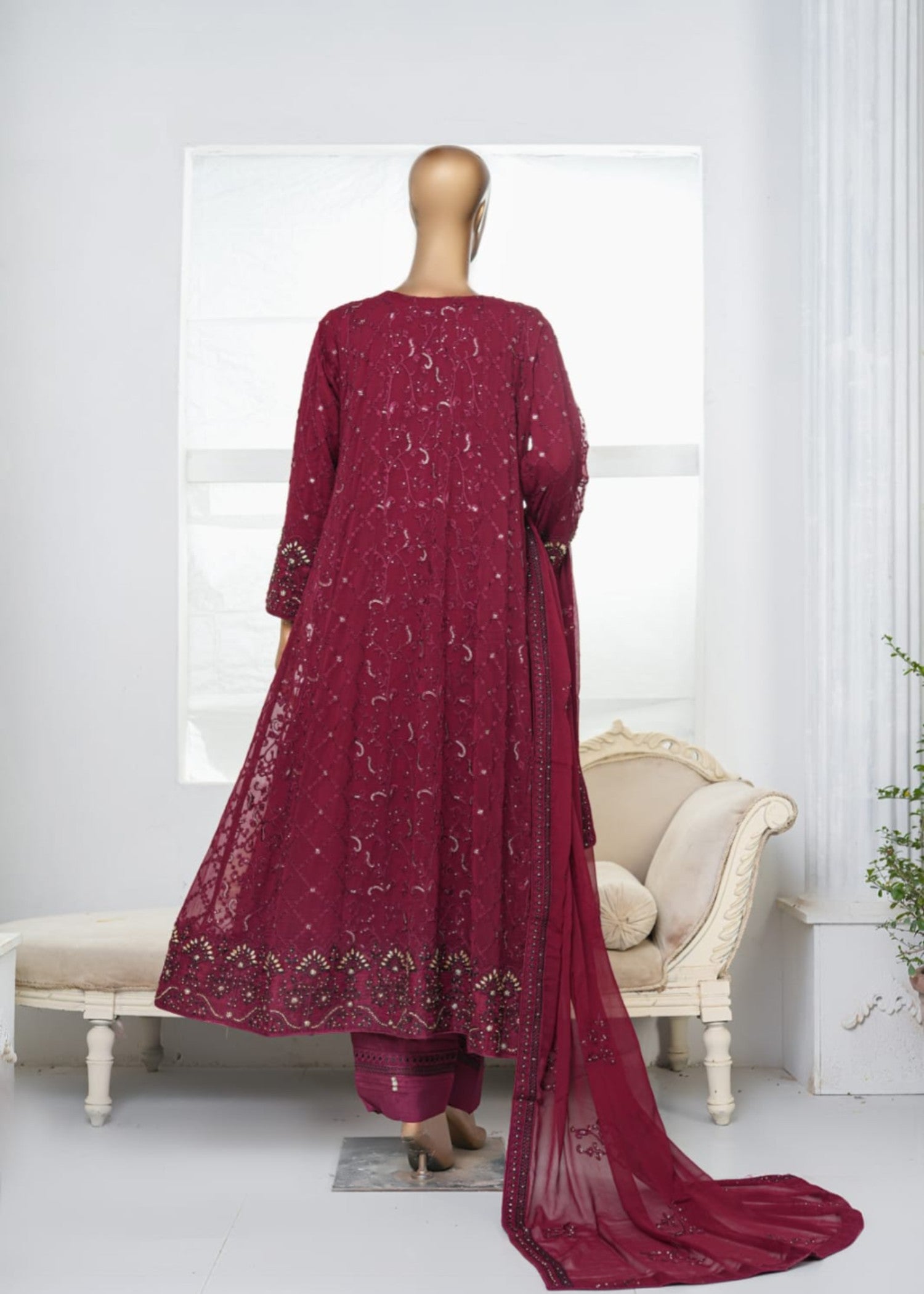 Ahmed Creations kinza Maroon Women 3pcs