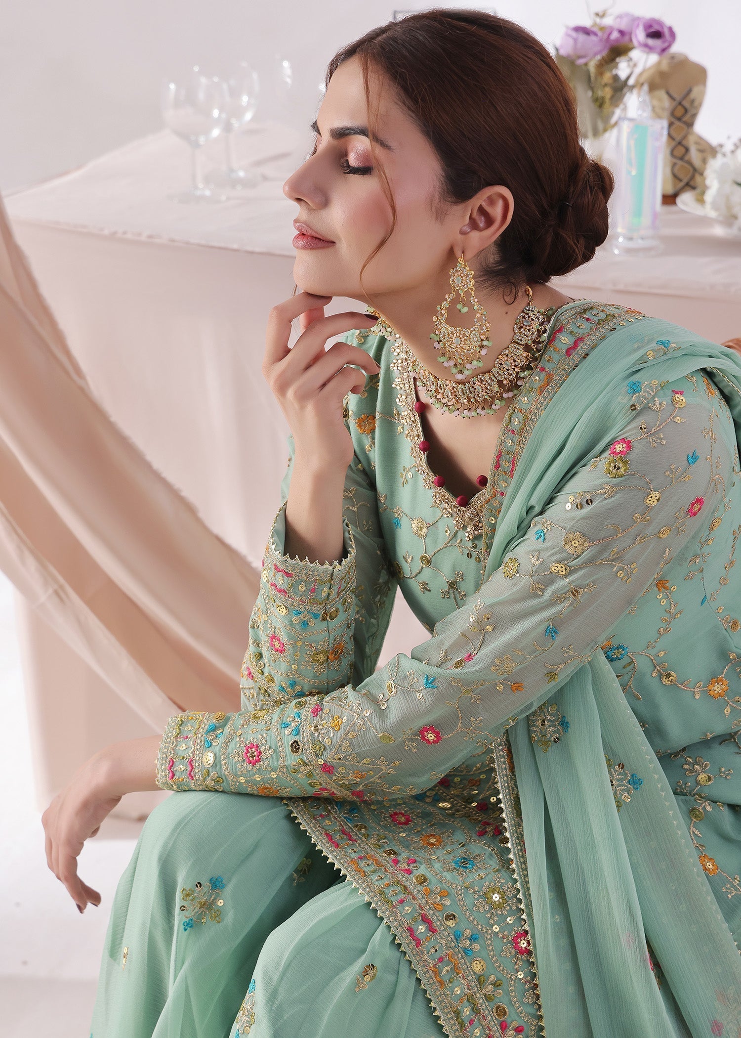 Ayesha Closet SAJJAL AQUA Women 3pcs