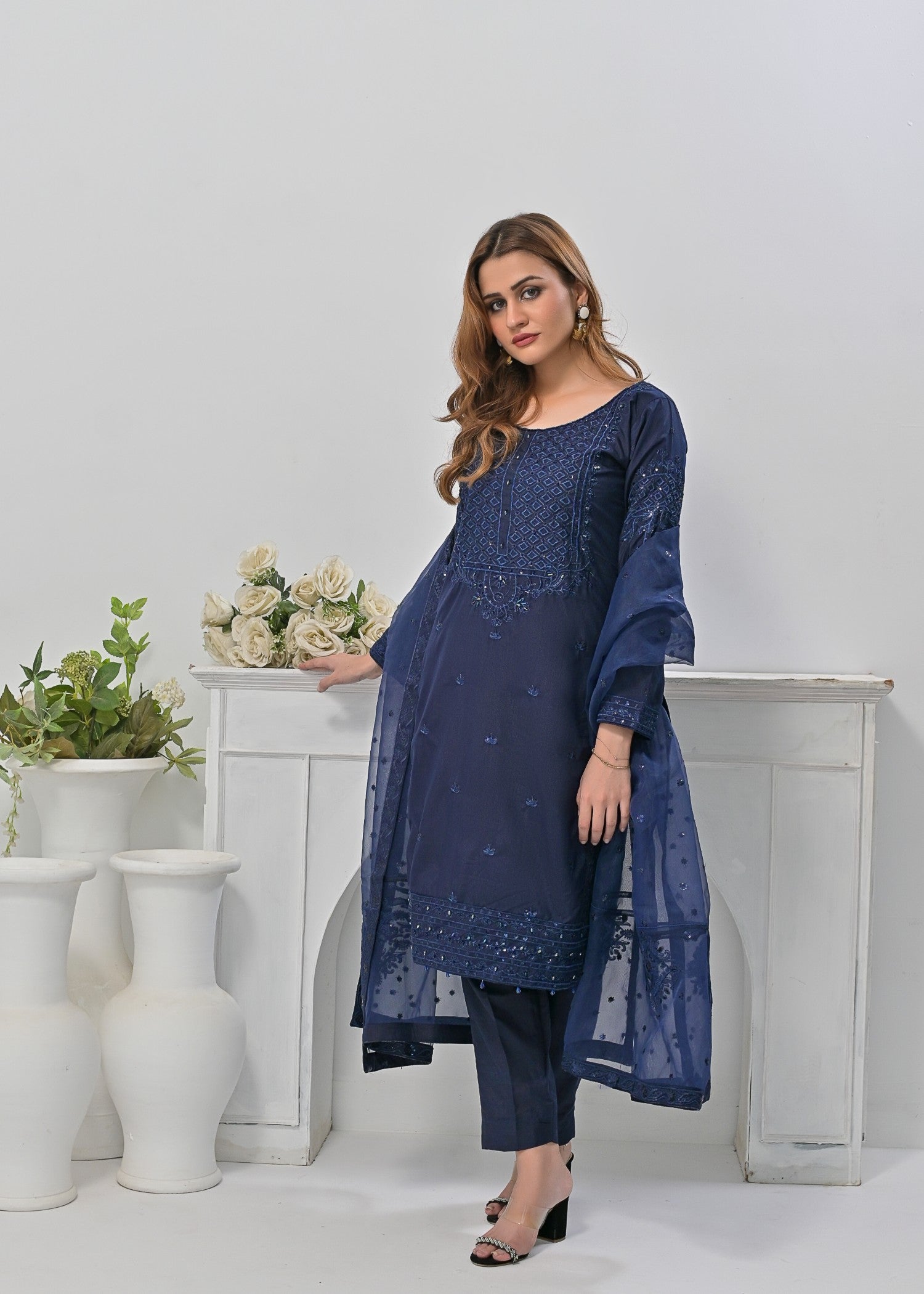 Qasim Anwer By Chandni Bridals ALIZEH (NAVY BLUE) Women 3pcs