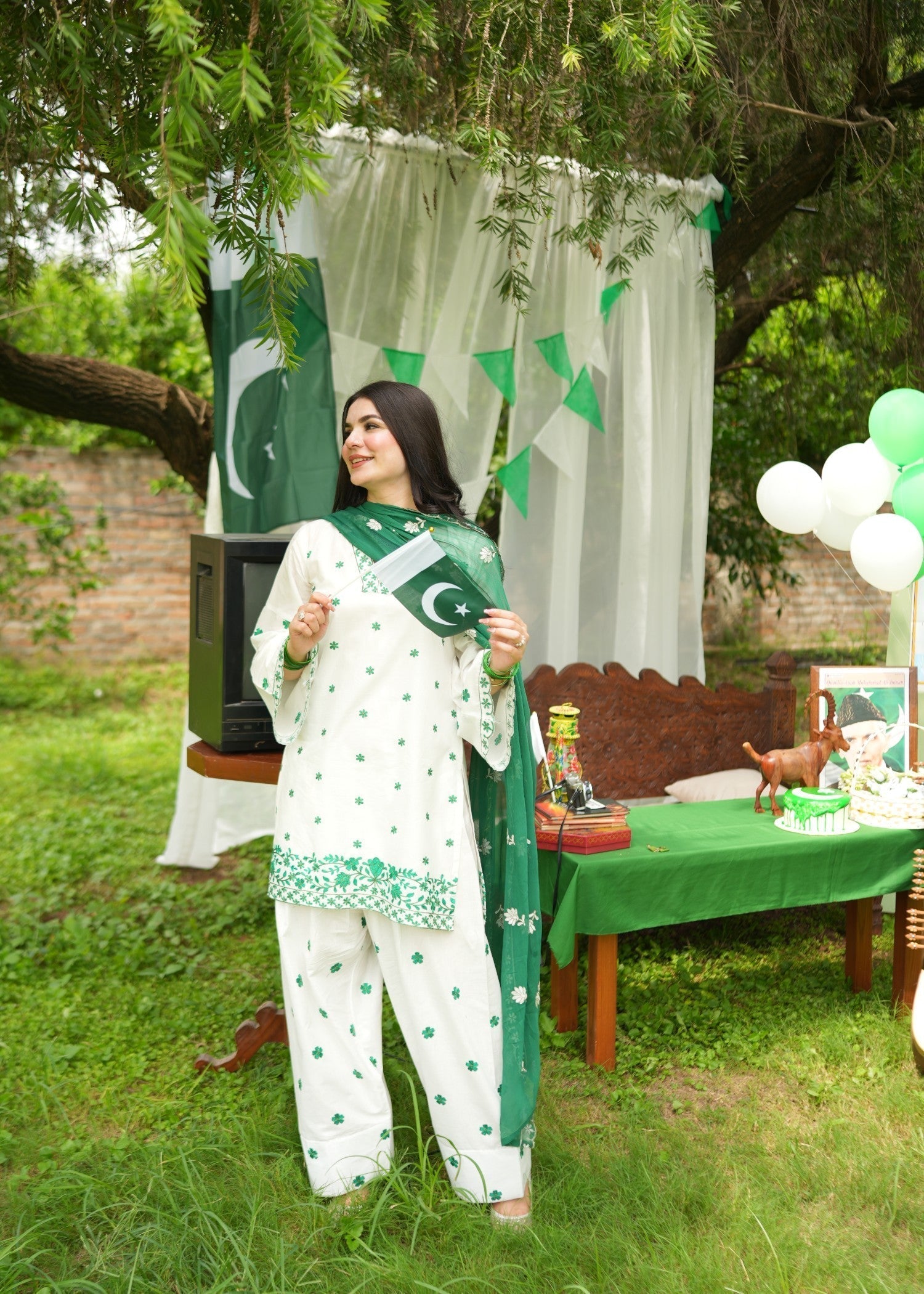 Noor Asiya Farshi Shalwar Pakistani Ethnic Lawn Dress Women 3pcs