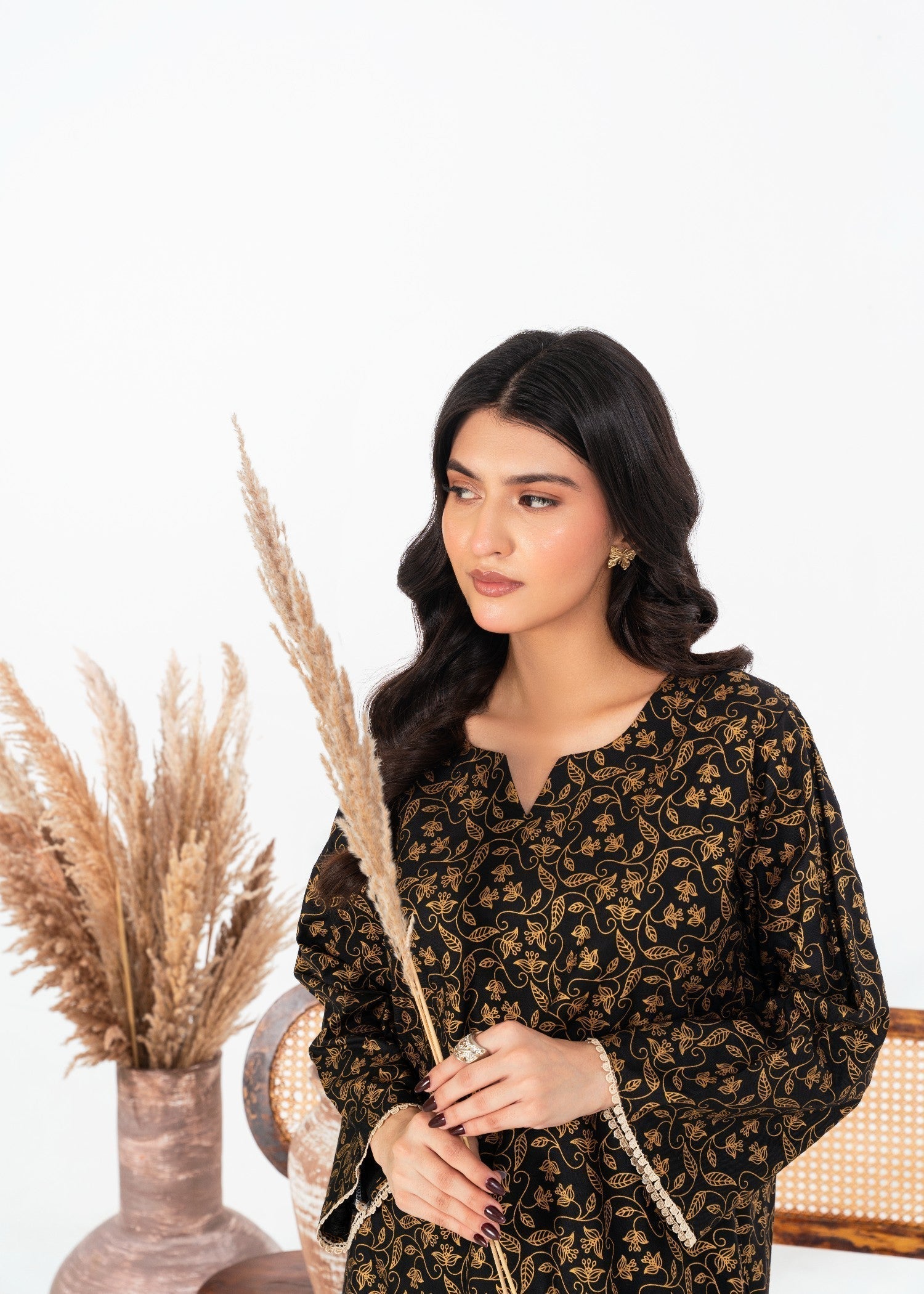 Stylish Collection LEAF BLACK Women 2pcs