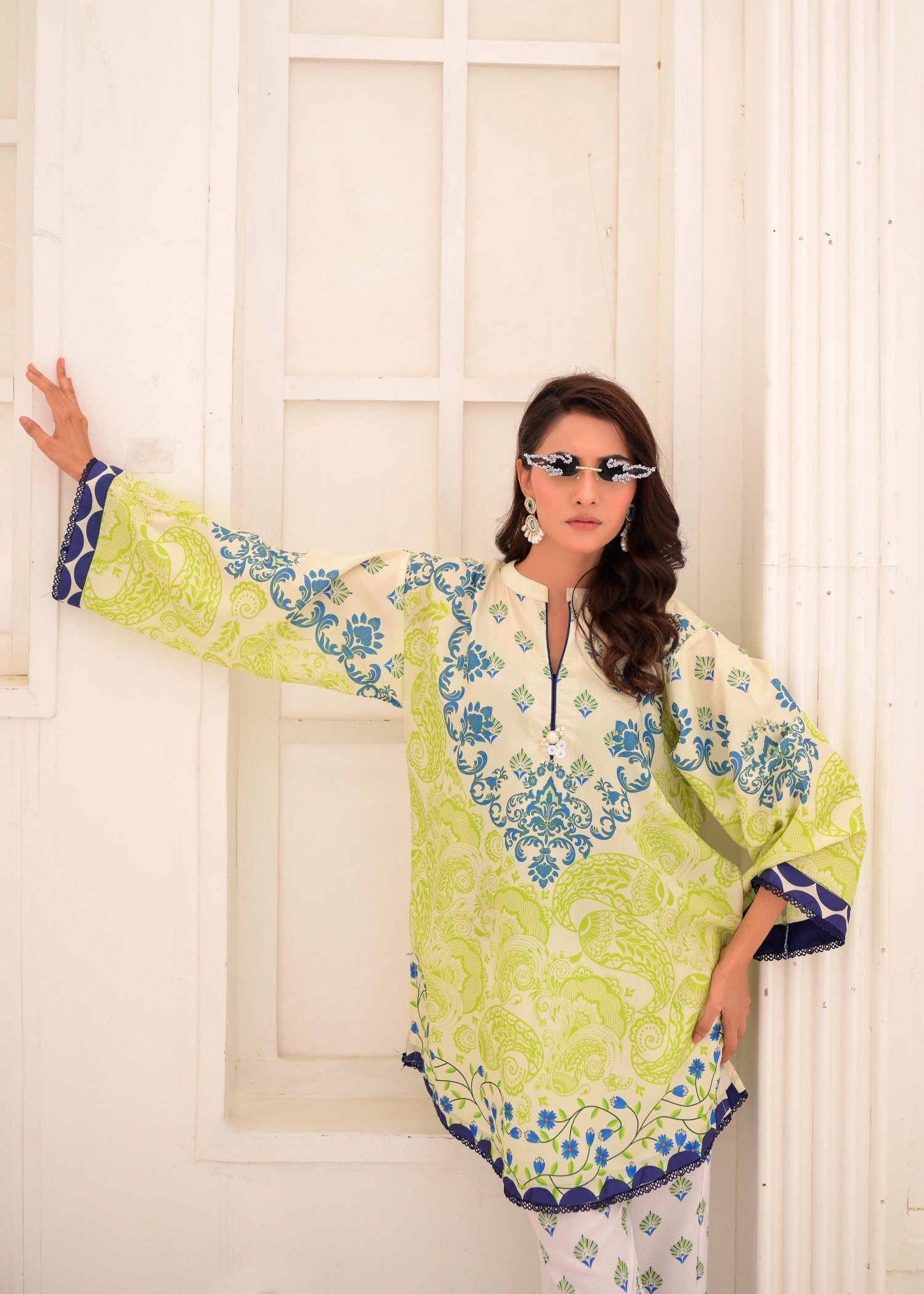 The Affordable Designer Green& White Co’ord Women 2pcs