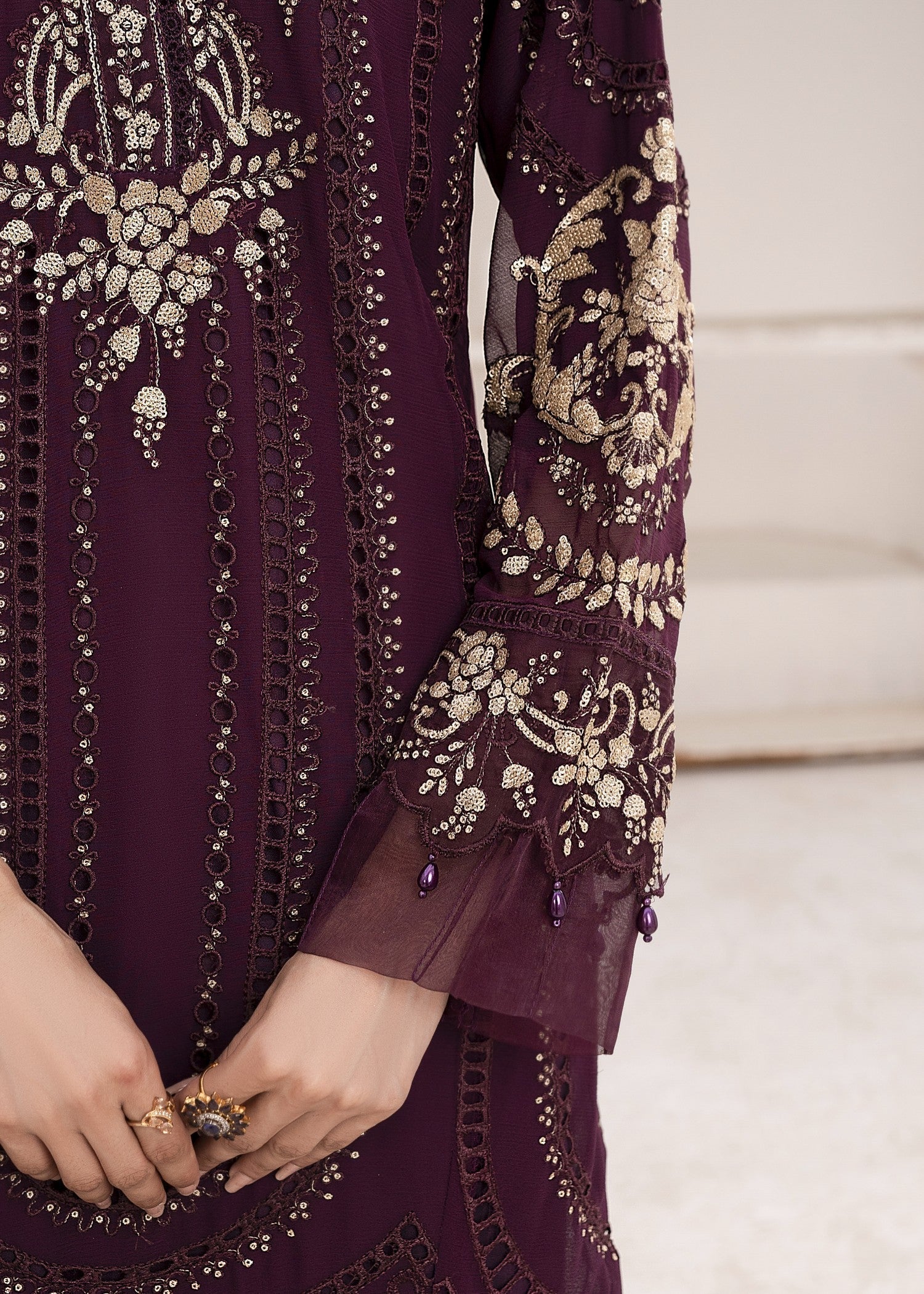 Pehnawa By Bin Akram’s Plum Glamor | Chiffon Women 3pcs