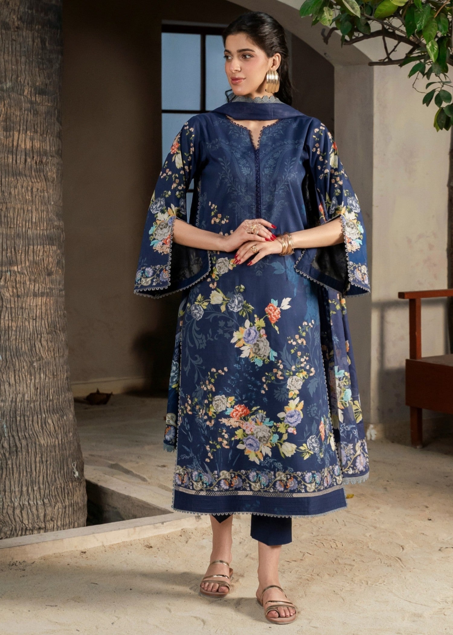 FIRDOUS Stitched Printed Lawn D142 Blueberry Women 3pcs
