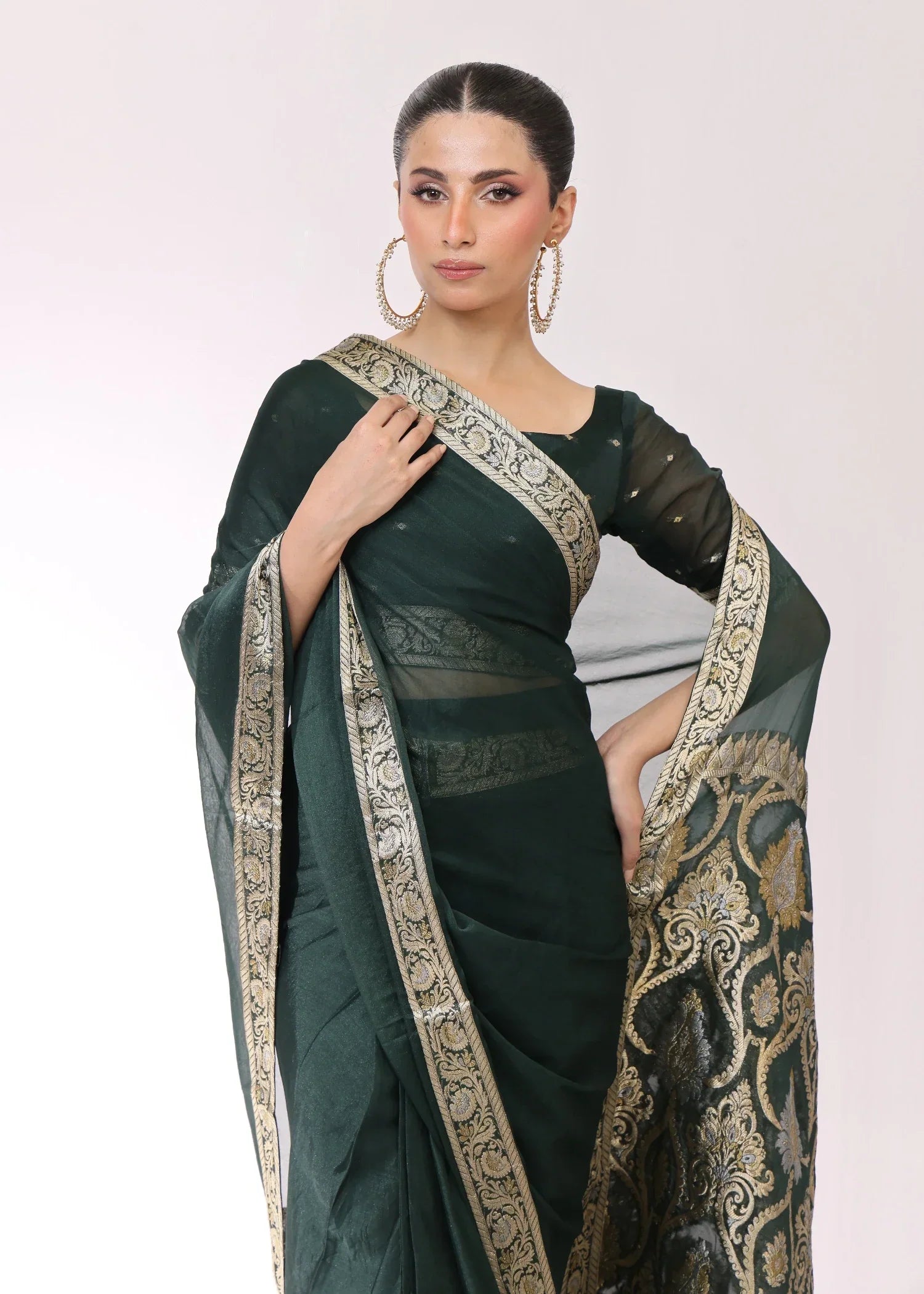 Ripret Emerald Banarsi Saree Women 3pcs