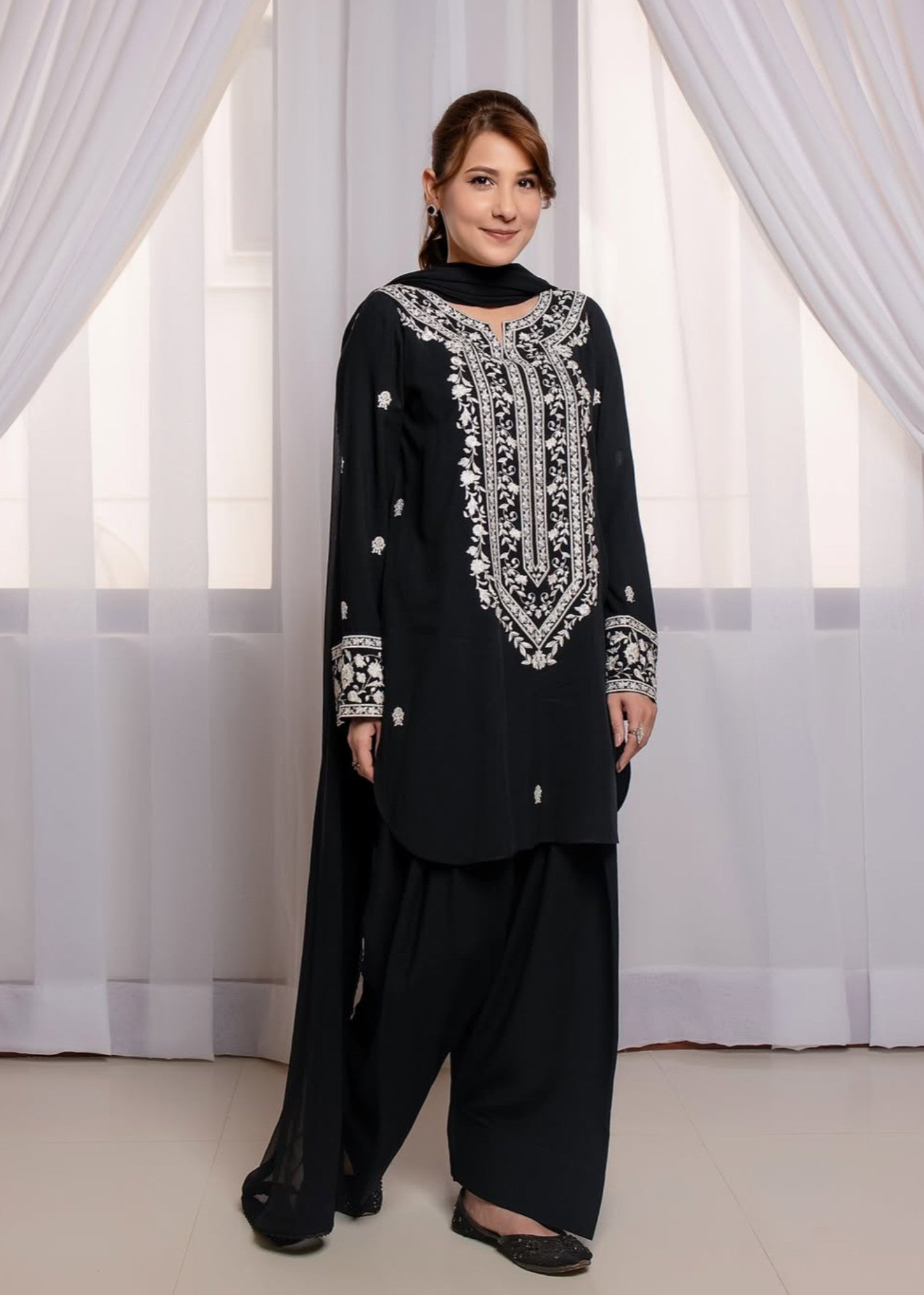 Tehzeeb Libas HINA BLACK Women 2pcs