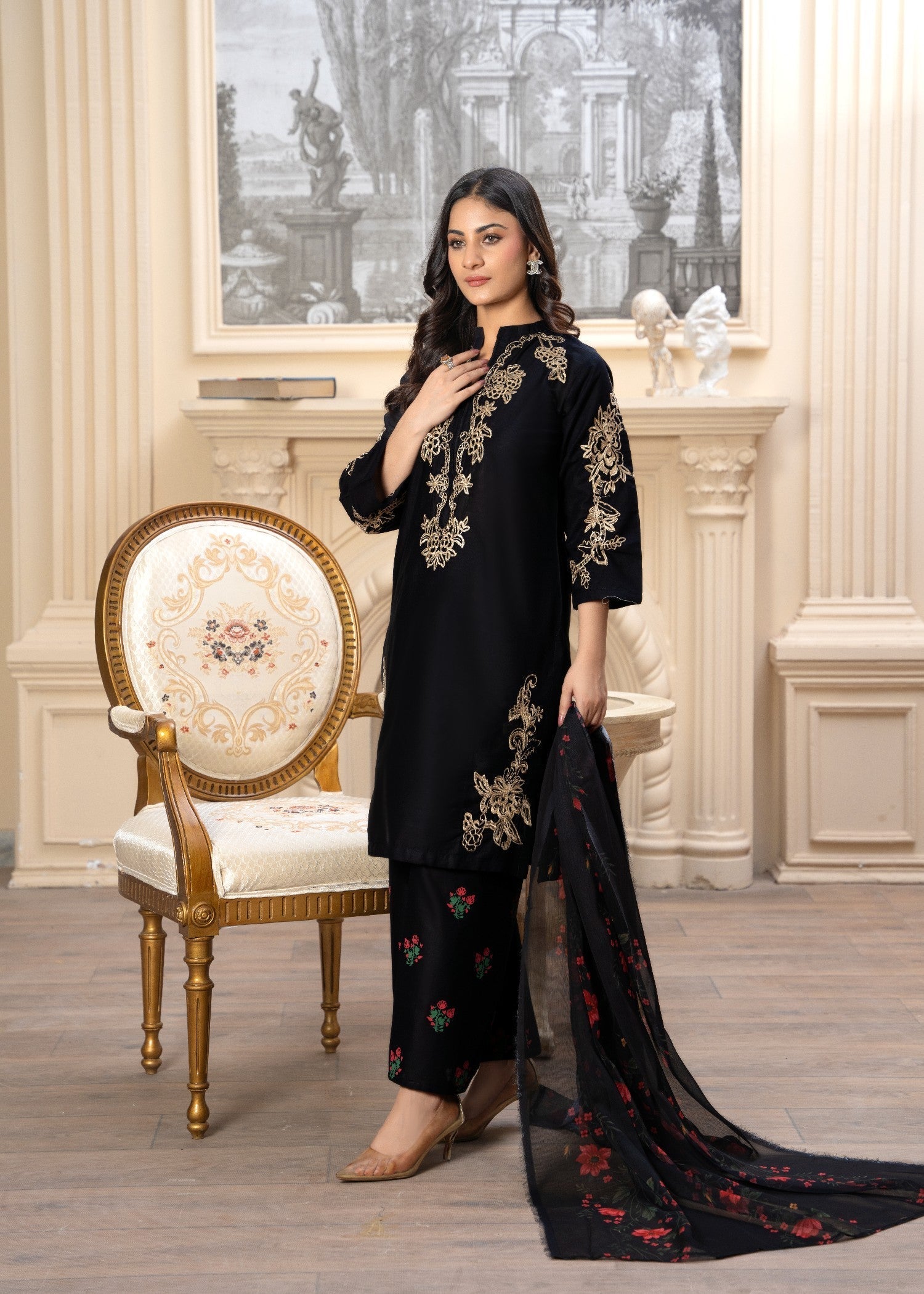 Fabric Garden Obsidian Shadow EMB Women 3pcs