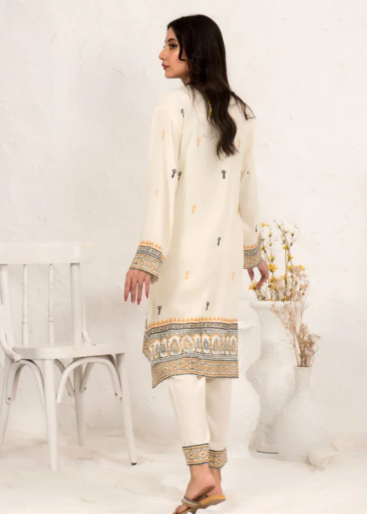 Ochre Cotton Crepe Printed Suit SOLP 14 Women 2pcs