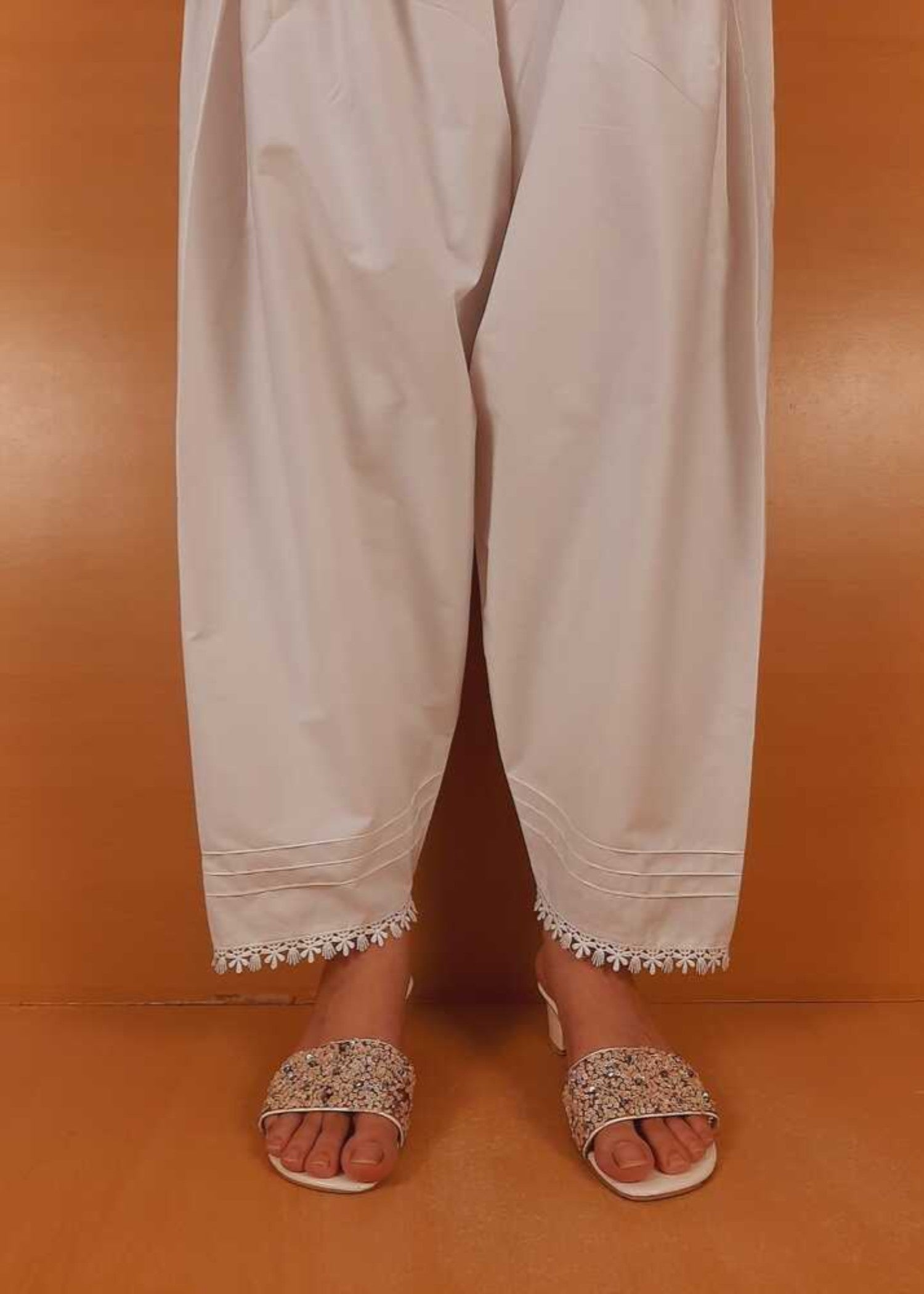 Zardi Laces Embellished Shalwar White ZSL09 Women 1pcs