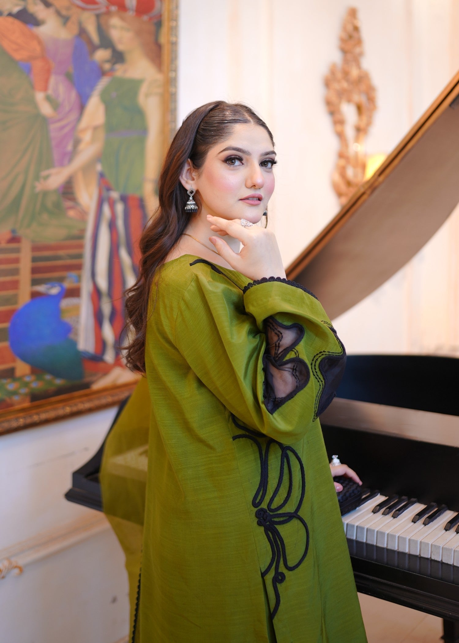 Fozia Khalid Olive Women 3pcs