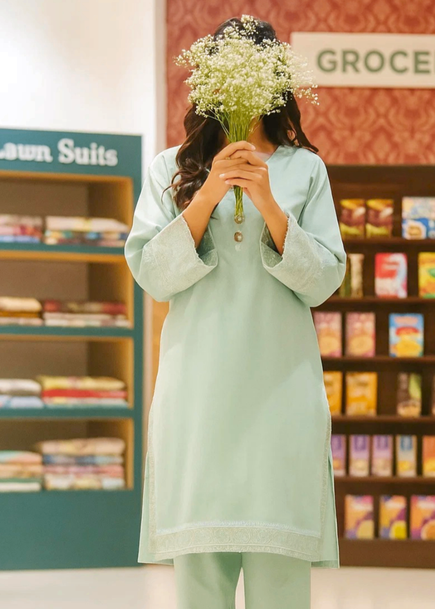 AYLA STUDIO Solid Embroidered SE250407 SABZ SITARA Women 2pcs