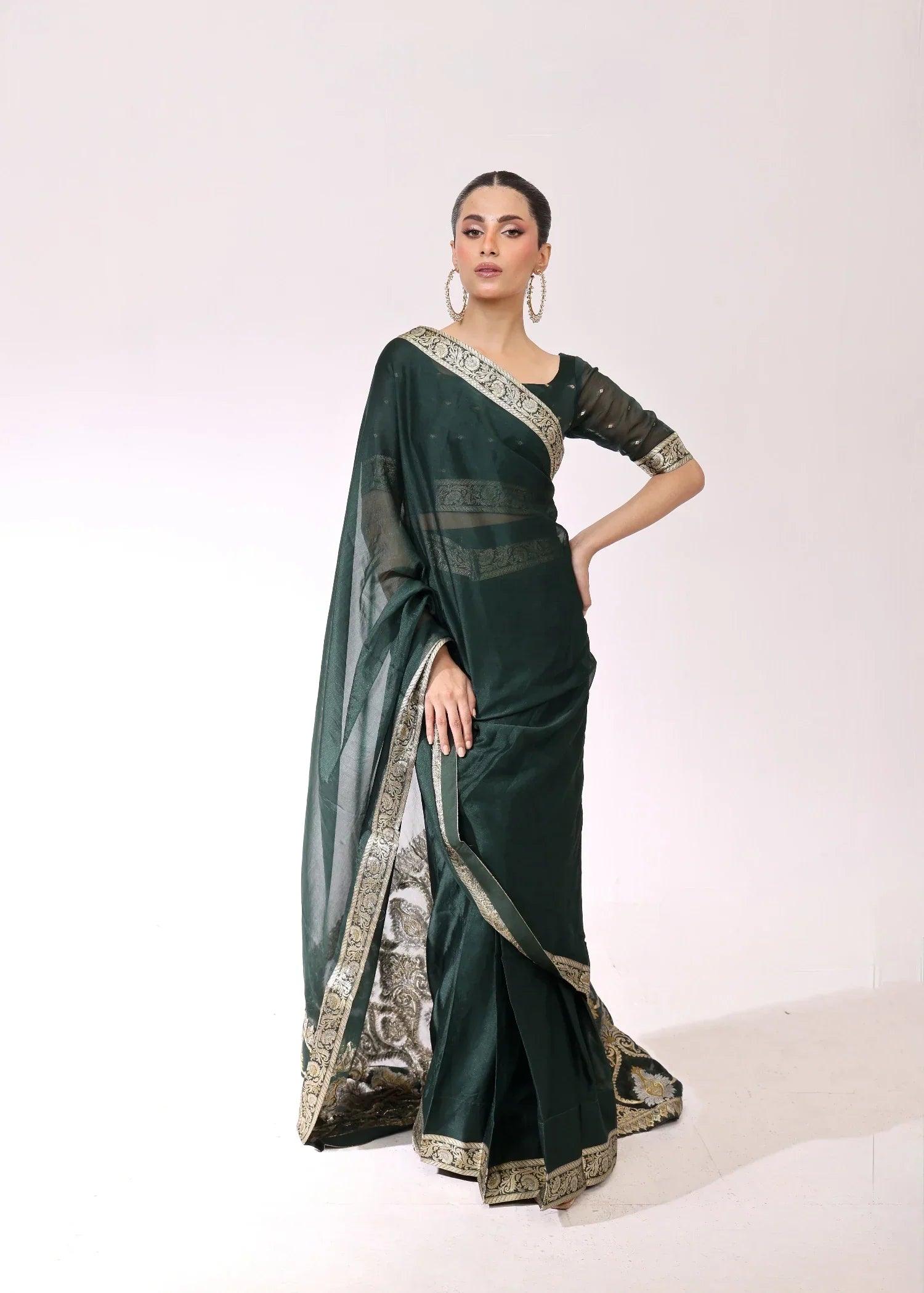 Ripret Emerald Banarsi Saree Women 3pcs