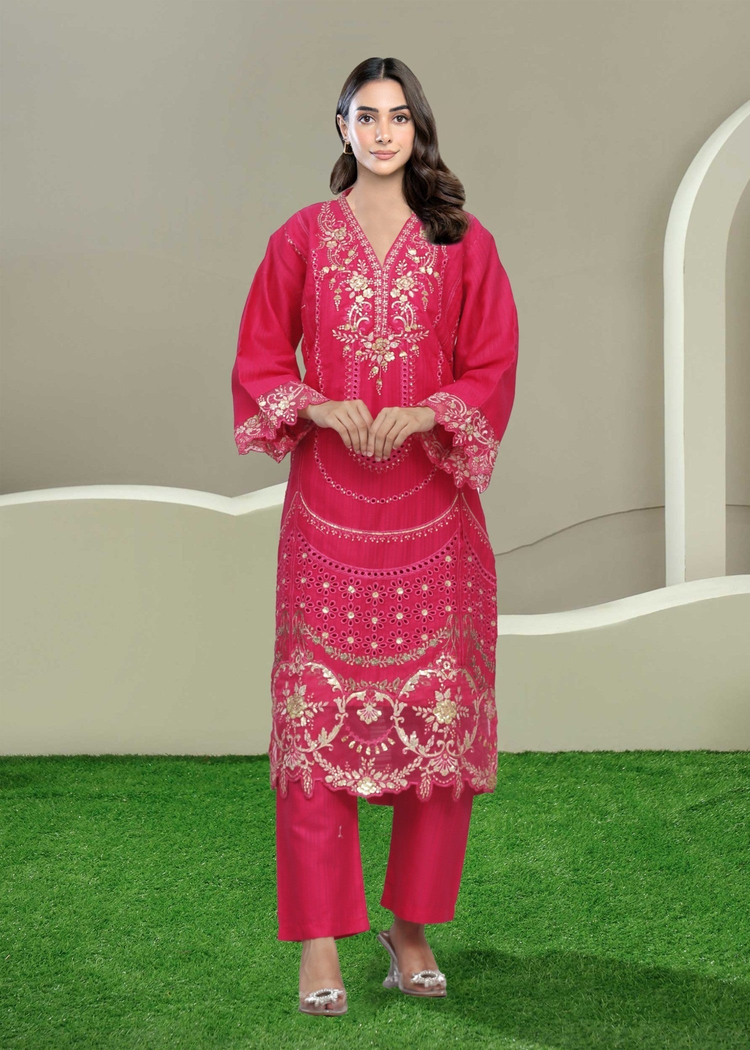 Esha Sehgal Studio Women Formal Dresses Hot pink Ready to Wear Women 2pcs