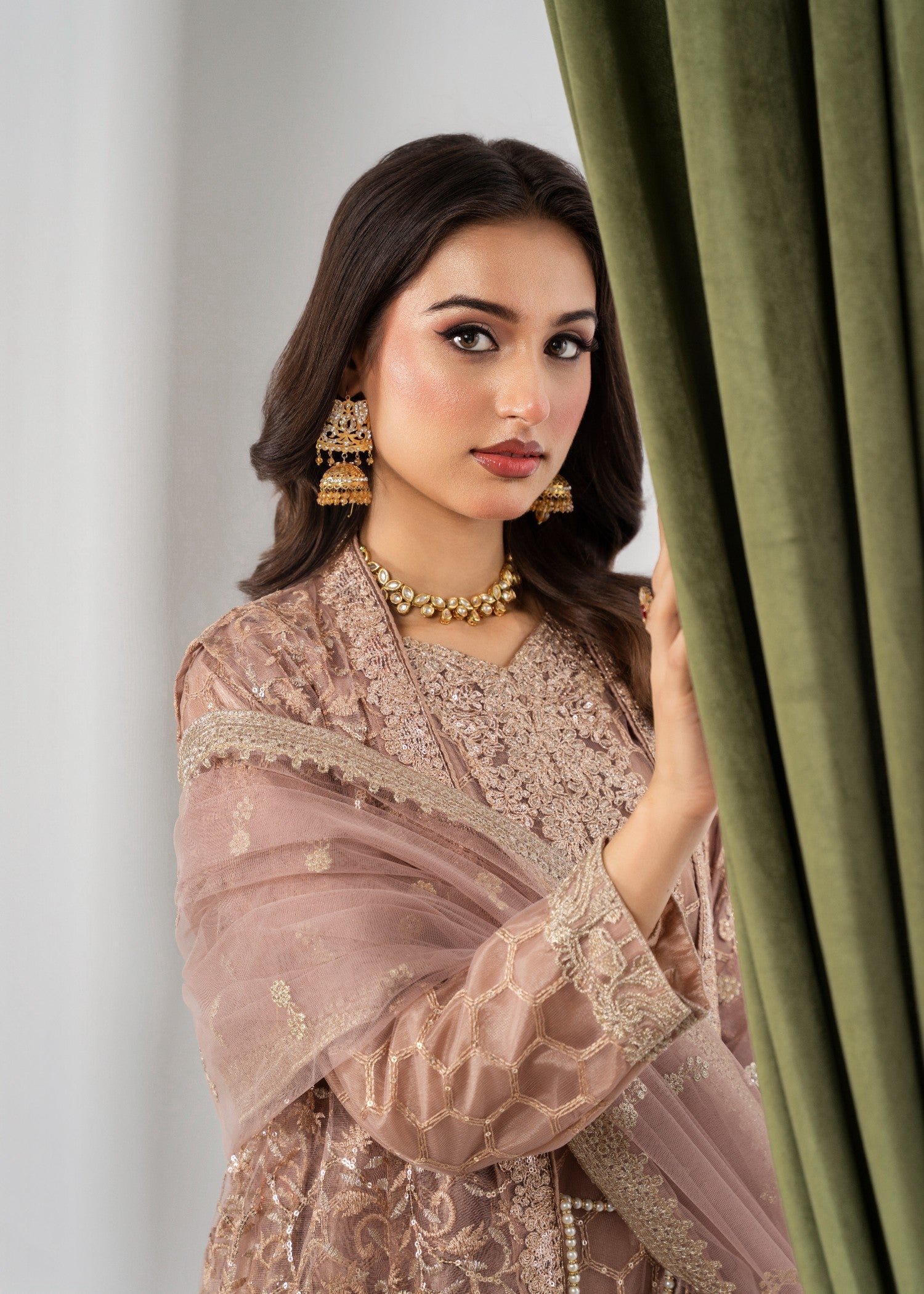 Hkb Officials Harika Brown Pearl Coat Women 4pcs