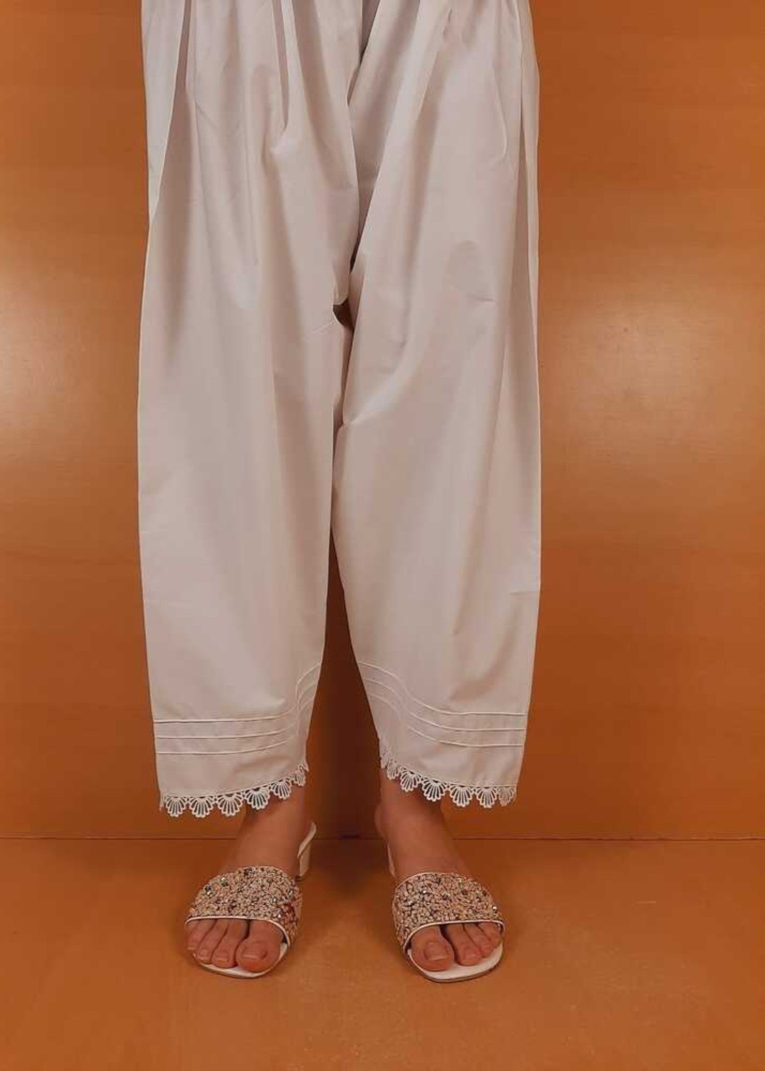 Zardi Laces Embellished Shalwar White ZSL08 Women 1pcs