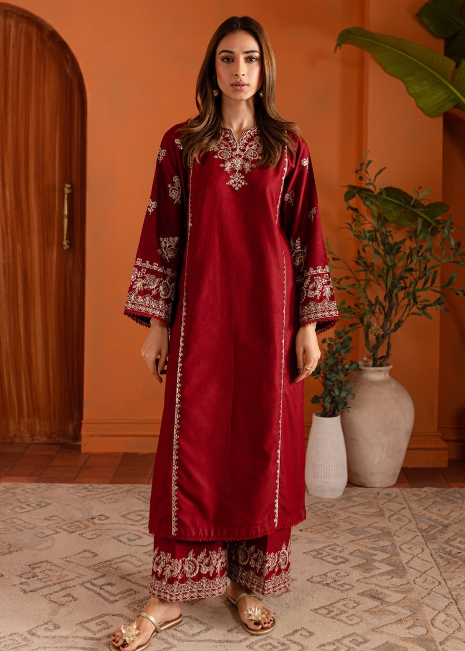 The Turkish Wear Ashnah Maroon Women 2pcs