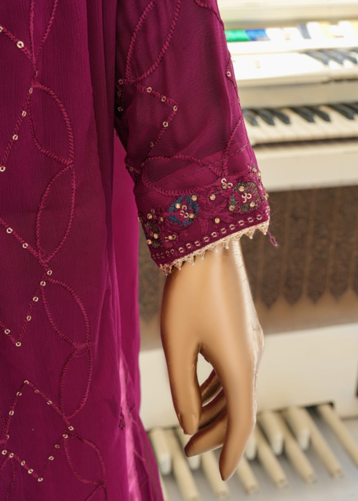 Ahmed Creations ALISHBA BURGUNDY Women 3pcs