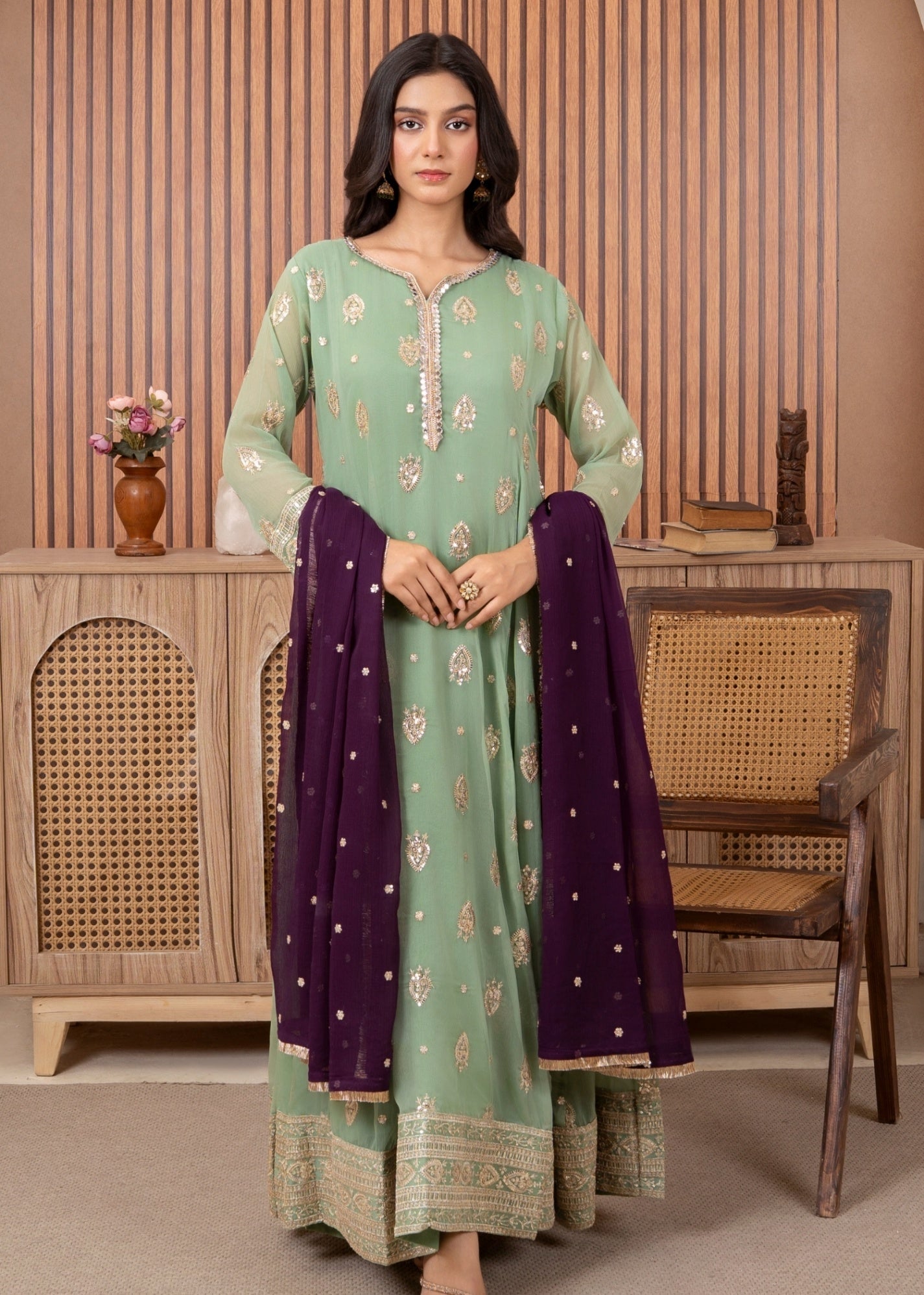 Abaan Zohan Raunak Pastel Green Women 3pcs