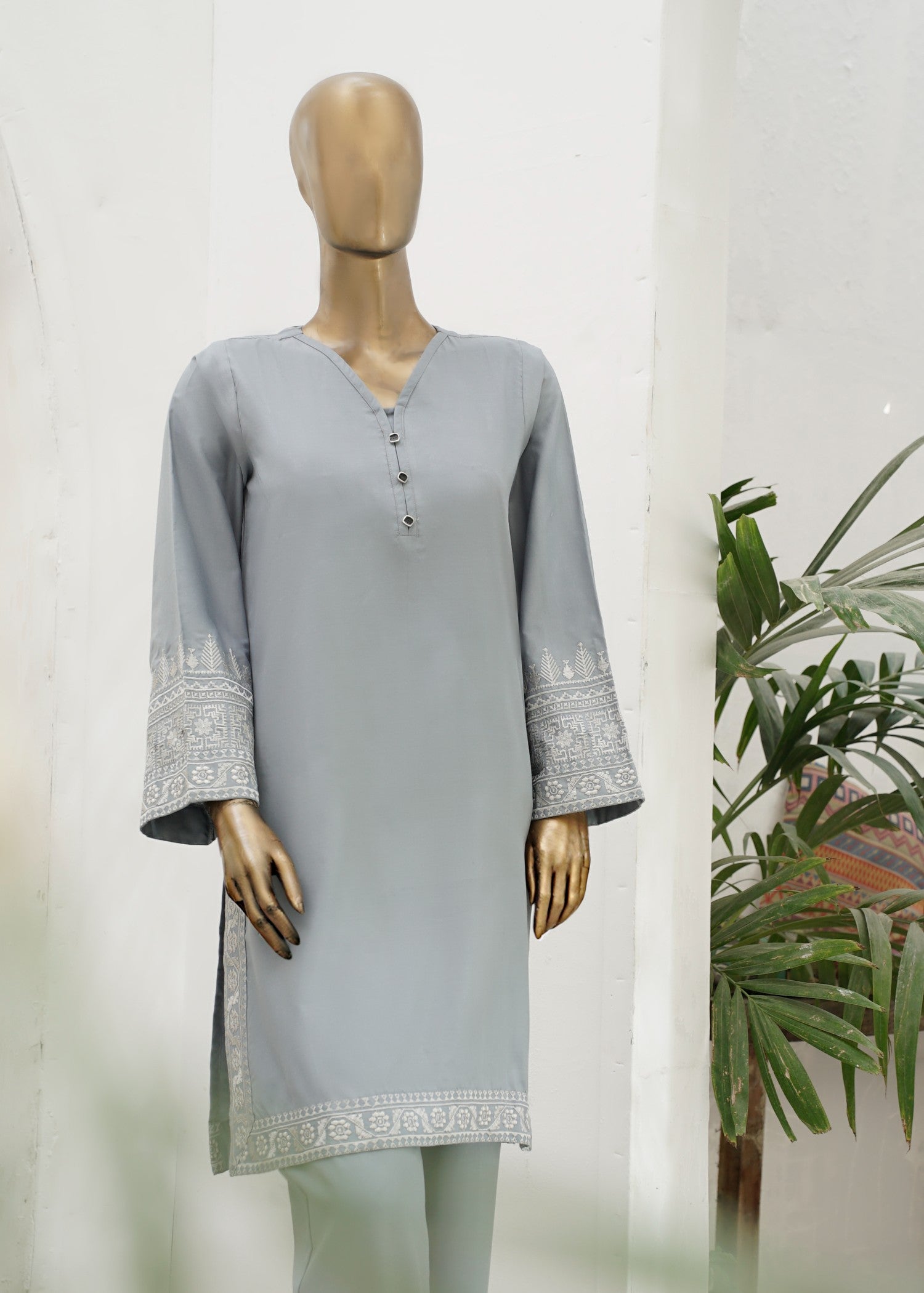 AYLA STUDIO Solid Embroidered SE250406 NEELOFAR Women 2pcs