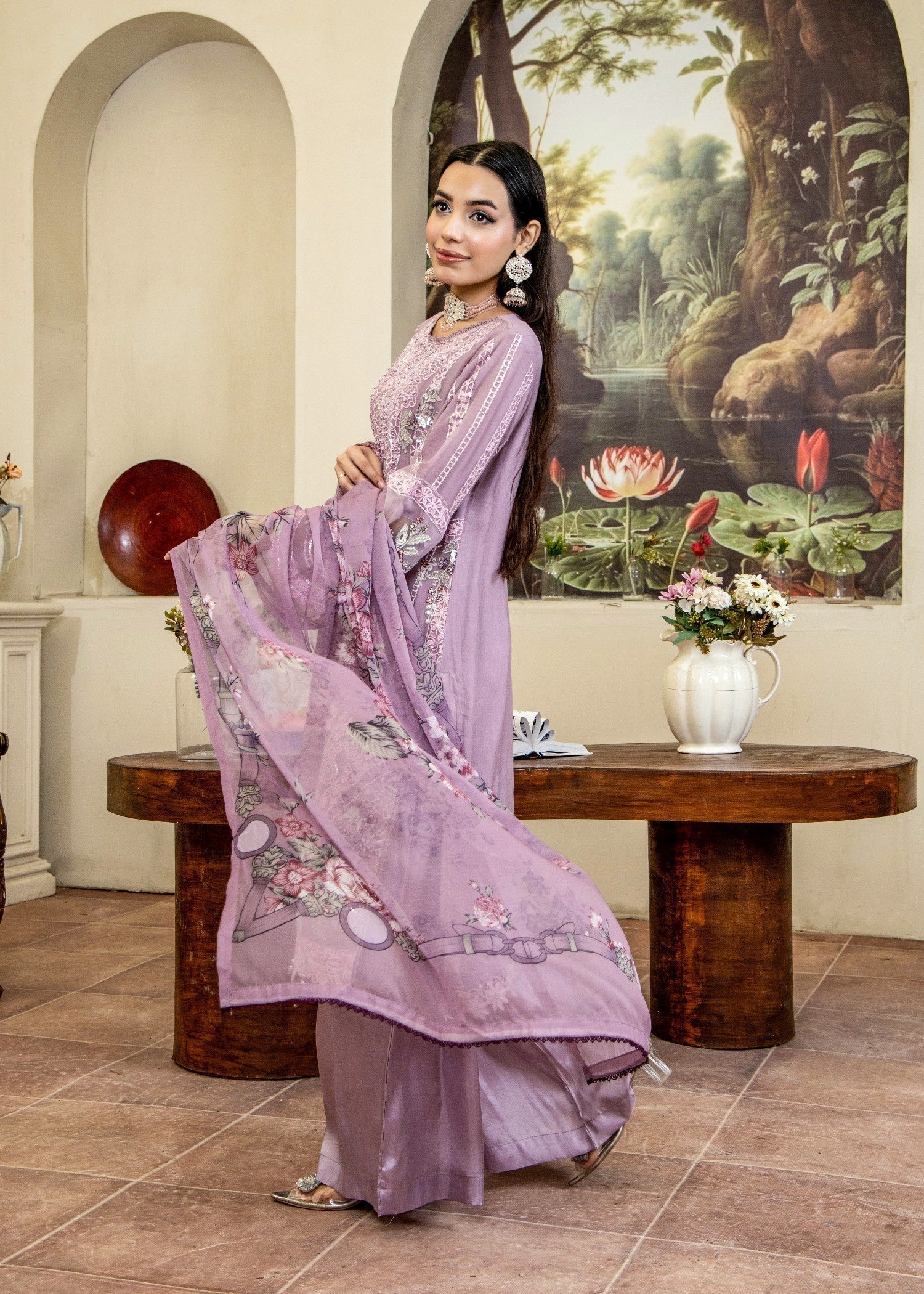 Pehnawa By Bin Akram’s Lilac Radiance Pret | Chiffon Kurta Set Women 3pcs