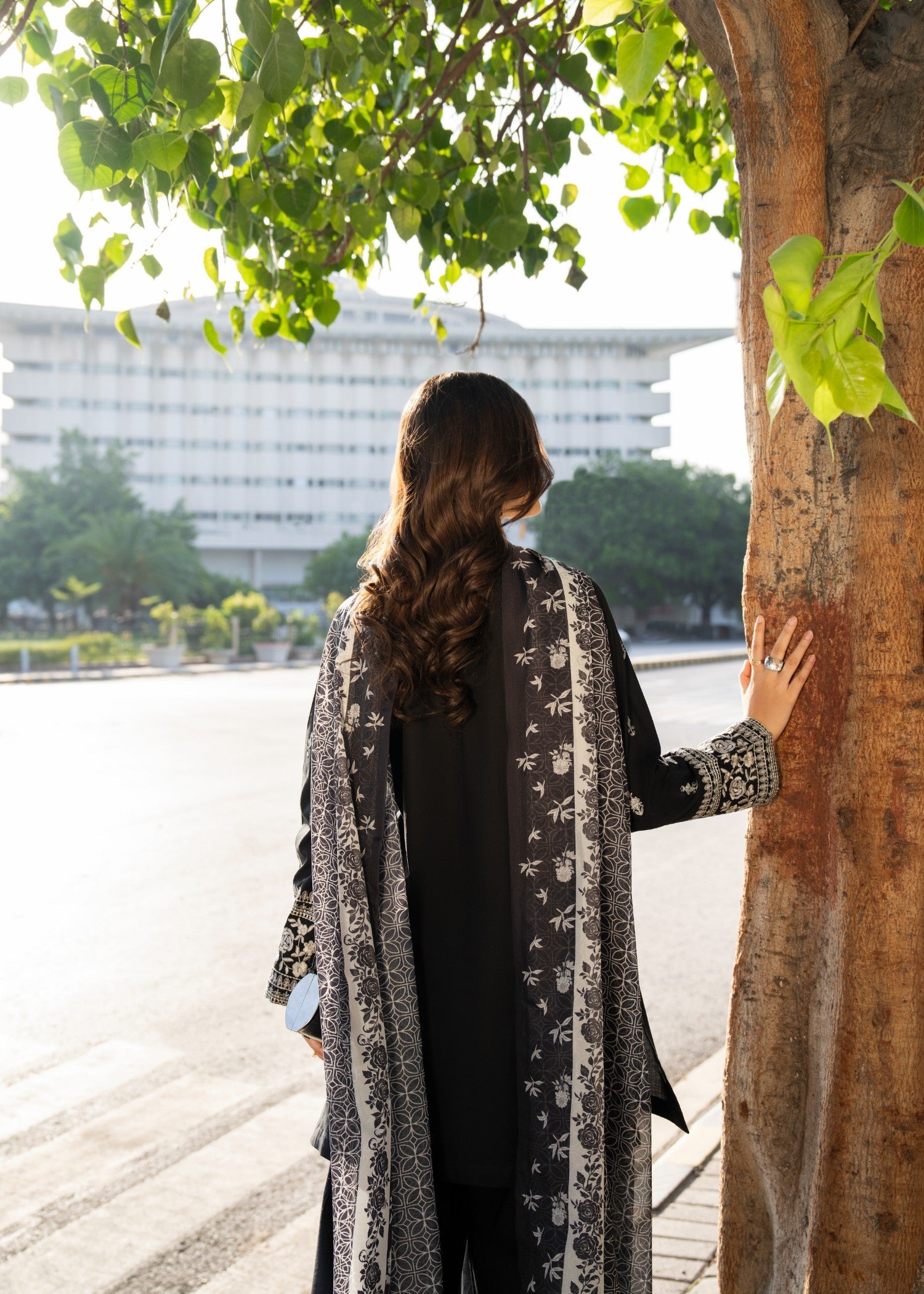 Casual Lite Cotton Emb Suit Black 1 Women 3pcs