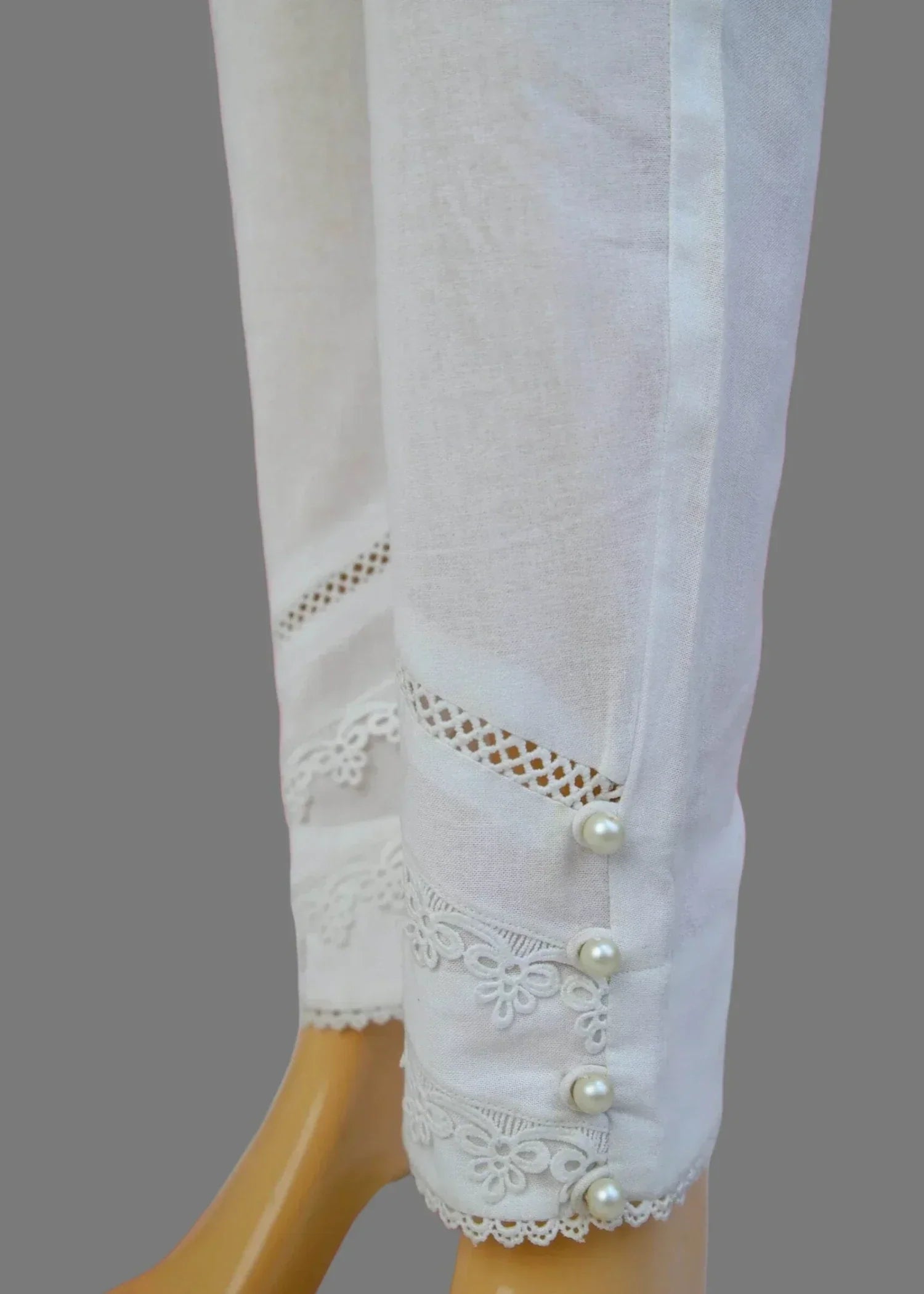 Urban Cut Stitched Trouser with modern three lace 100% Cotton Pre Shrinked Women 1pcs
