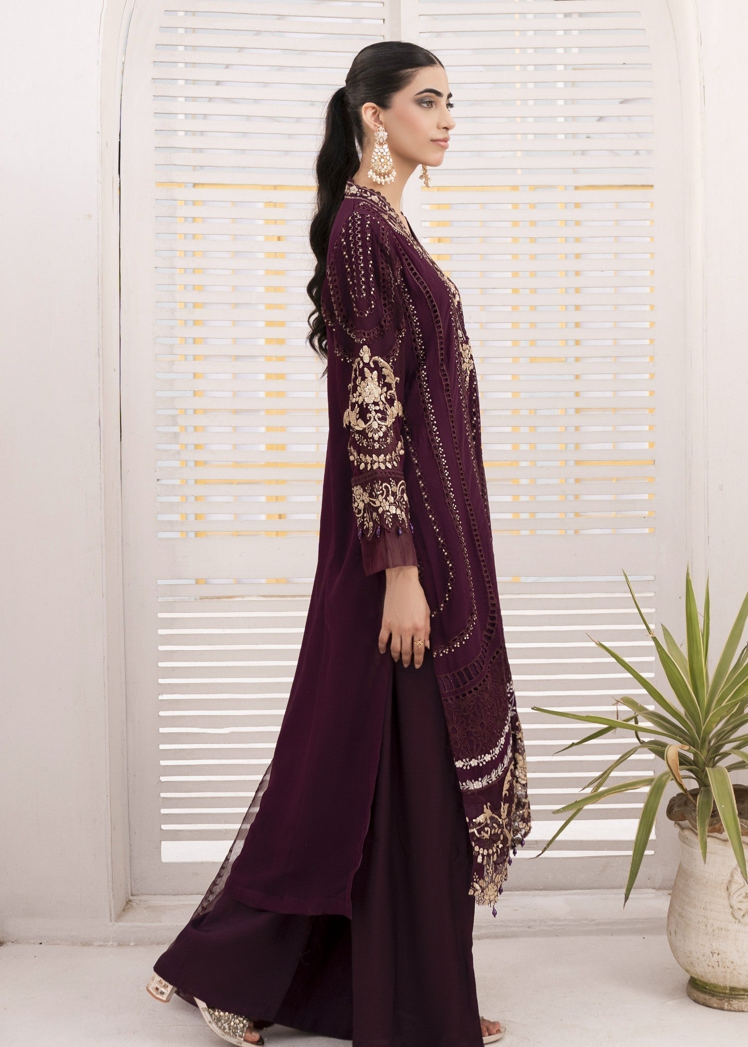 Pehnawa By Bin Akram’s Plum Glamor | Chiffon Women 3pcs