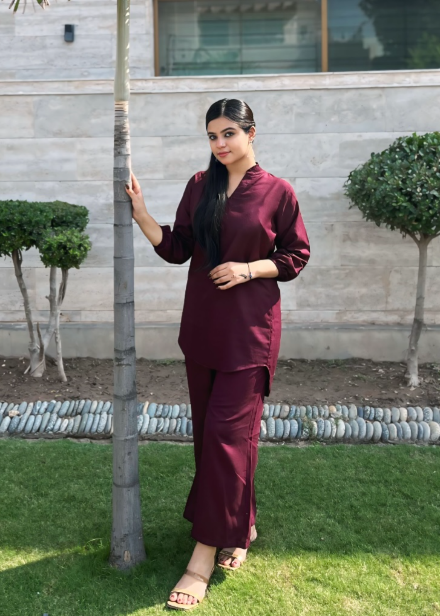 Preetpret Amel Maroon Solid Women 2pcs