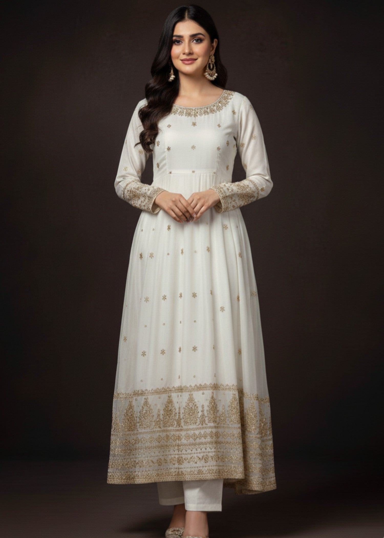 Pehnawa By Bin Akram’s White Bloom | Kattan Silk Pishwas Women 3pcs