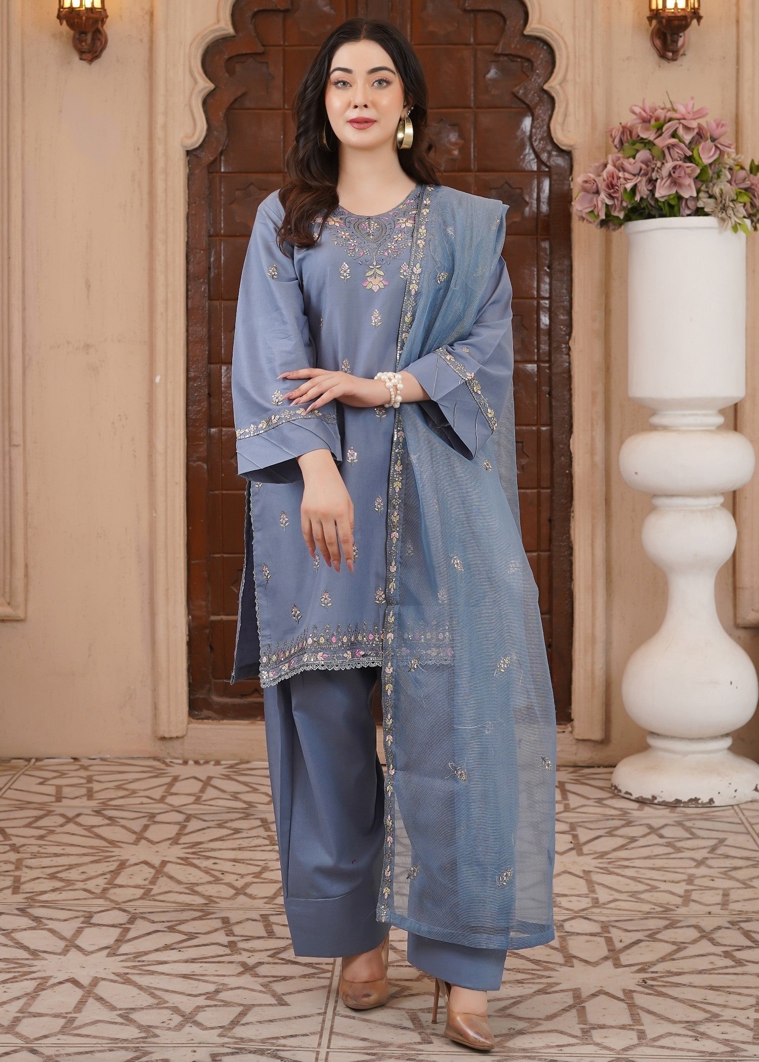 Waniya Awais WAF D15 (Farshi Shalwar) Women 3pcs