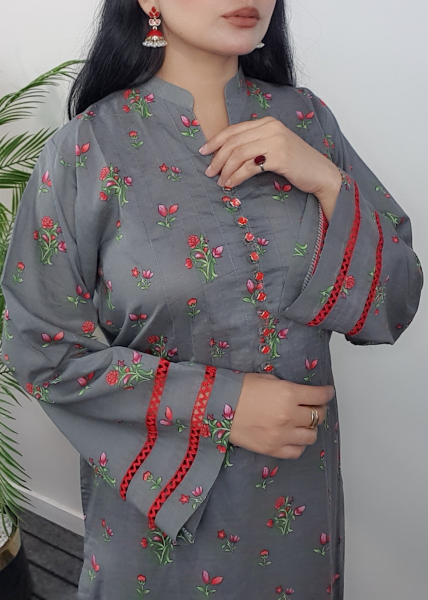 Namal Zara Ltd Summer Pret Lawn Grey Floral Design Women 3pcs