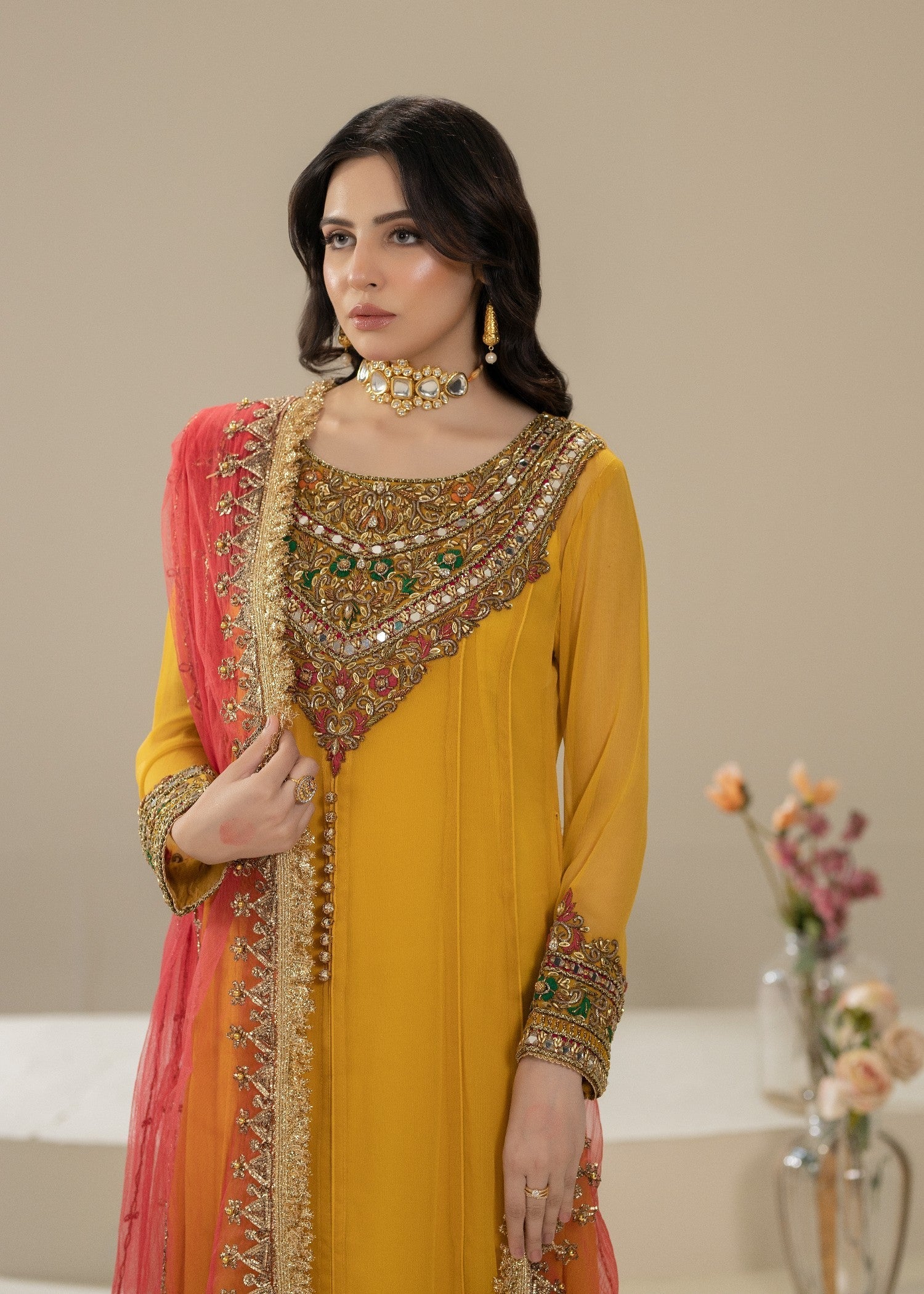 Khuda Baksh Creations Z 304 Mustard Women 4pcs